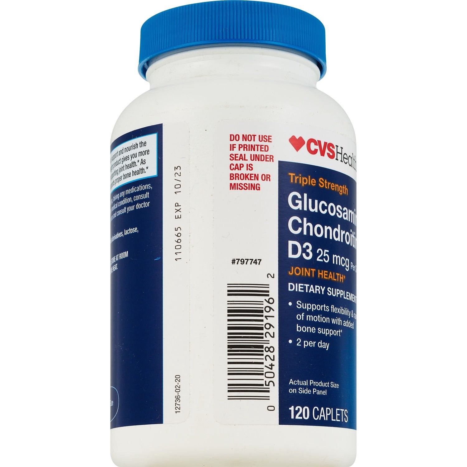 slide 2 of 4, CVS Health Glucosamine Chondroitin + Vitamin D3 Caplets, 120 Ct, 1 ct