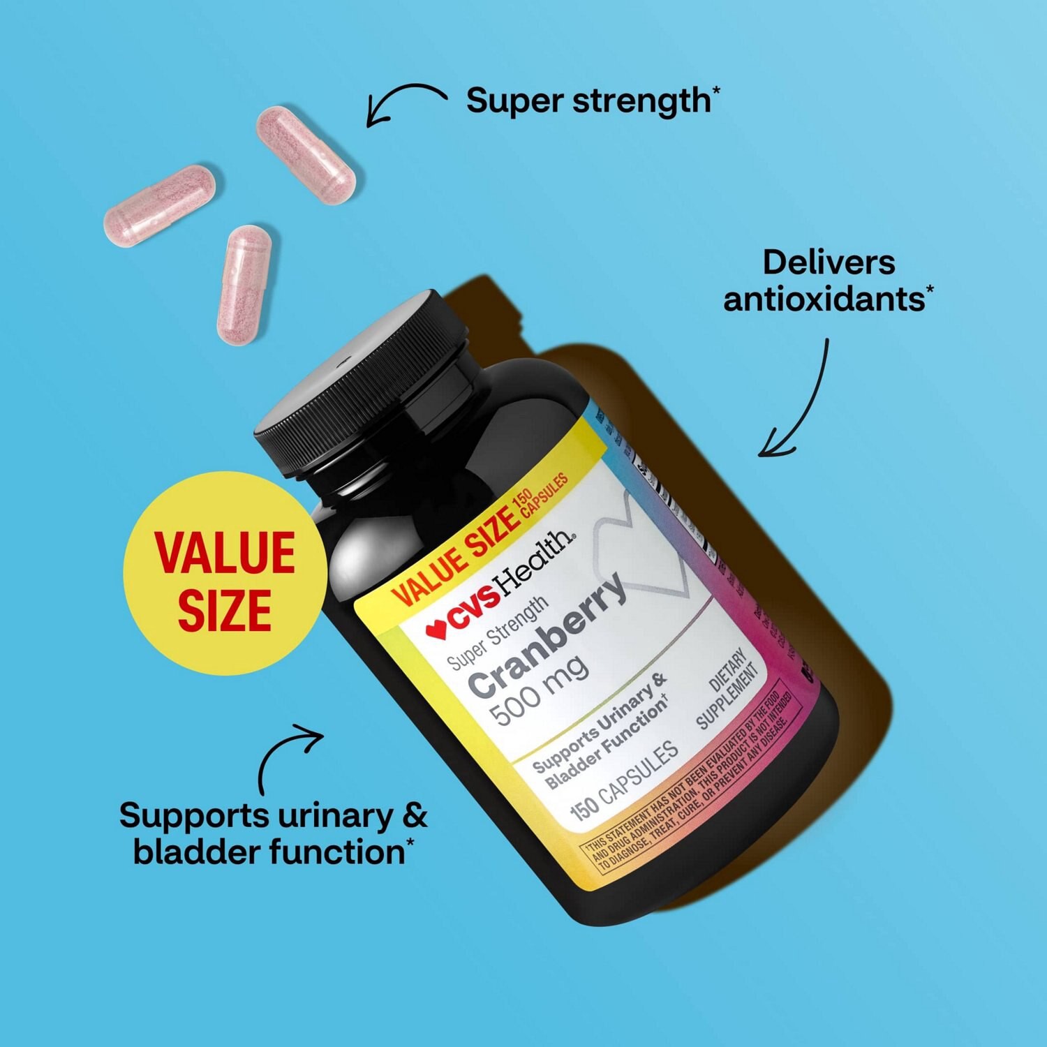 slide 8 of 8, CVS Health Cranberry Capsules, 150 Ct, 1 ct