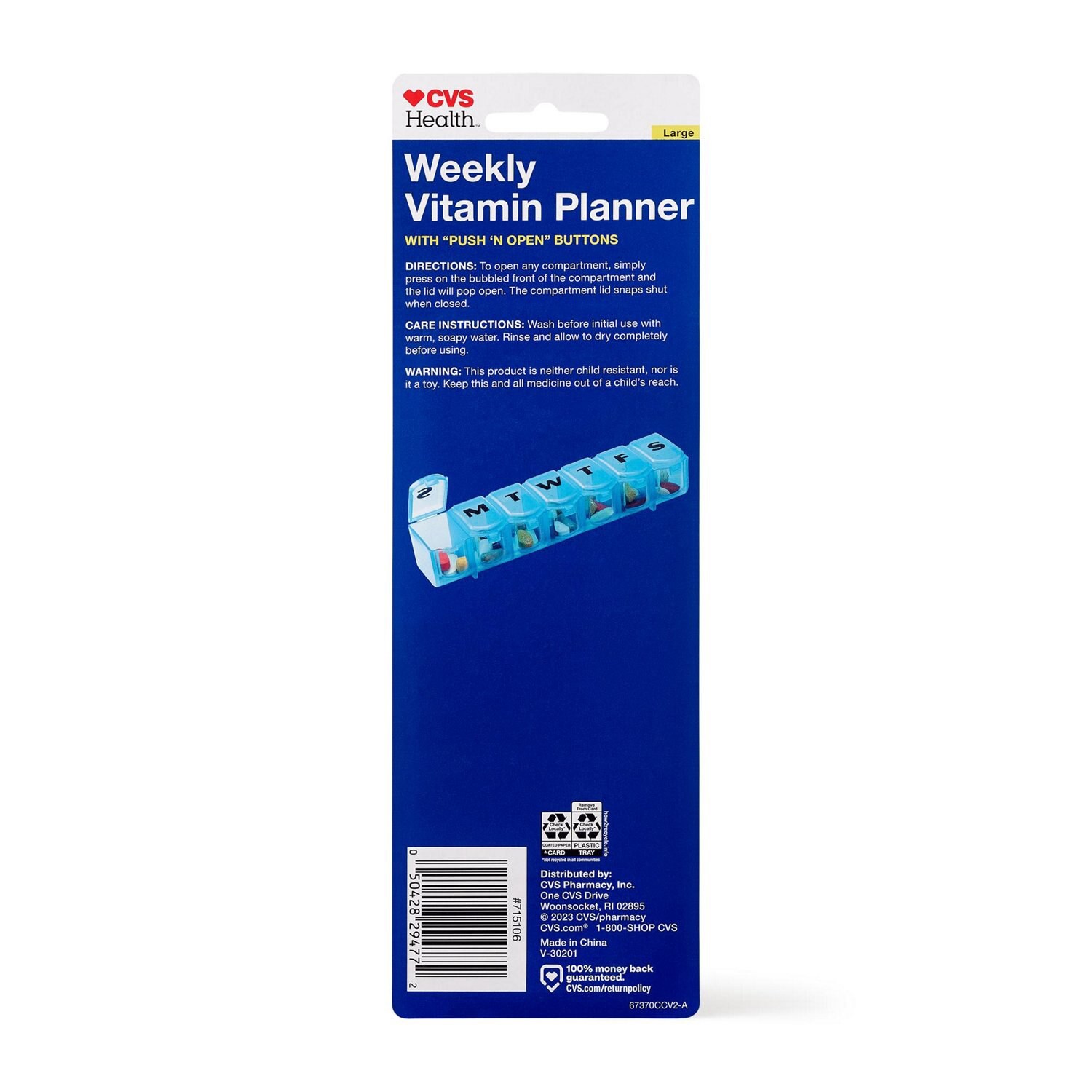 slide 5 of 5, CVS Health Weekly Vitamin Planner Large Assorted Colors, 1 ct