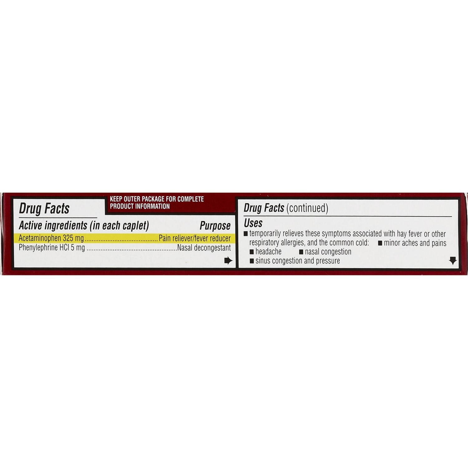 slide 4 of 4, CVS Health Sinus Pain & Congestion Acetaminophen Caplets, Daytime, 24 Ct, 1 ct