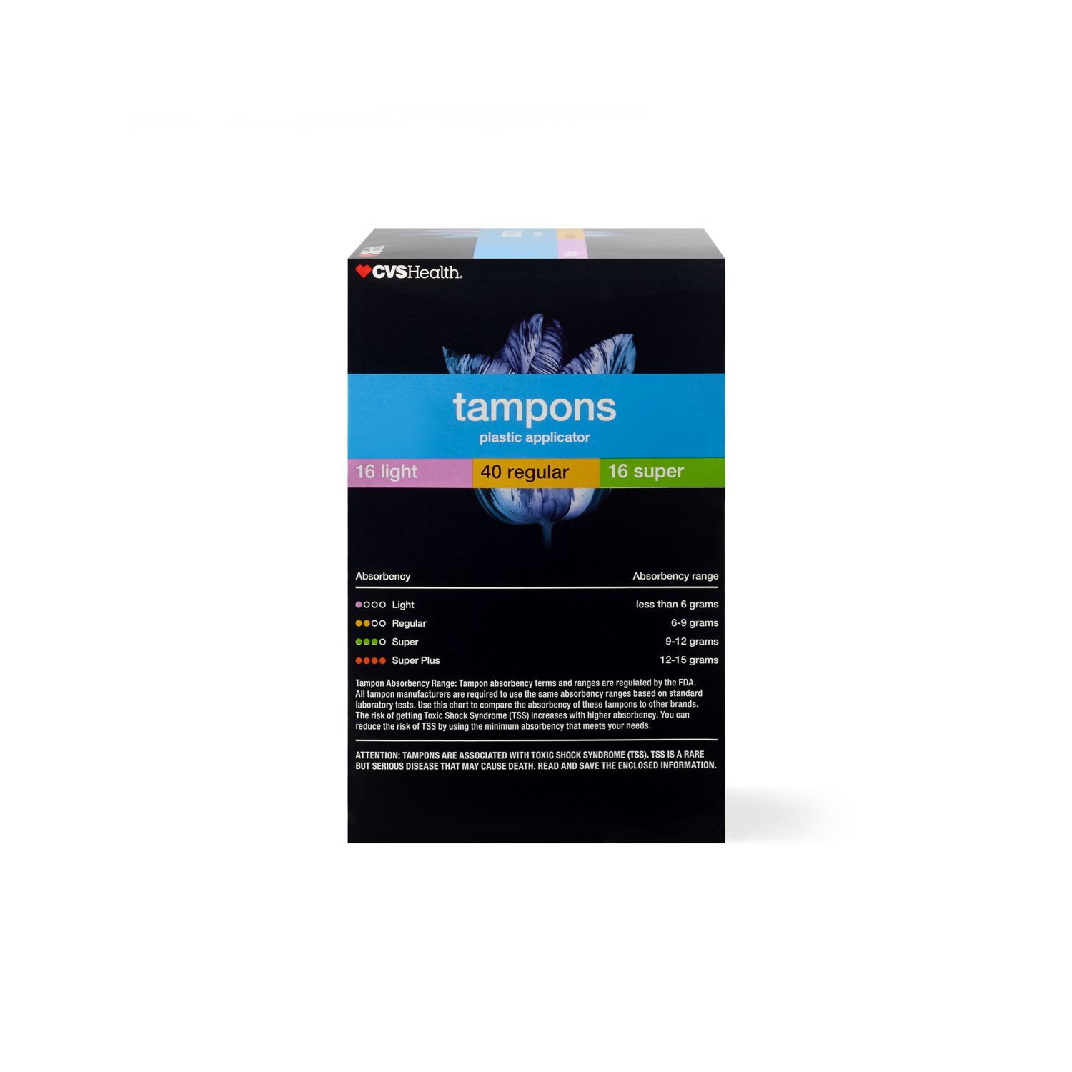 slide 3 of 6, CVS Health Unscented Plastic Tampons Multi Pack, 72 Ct, 1 ct