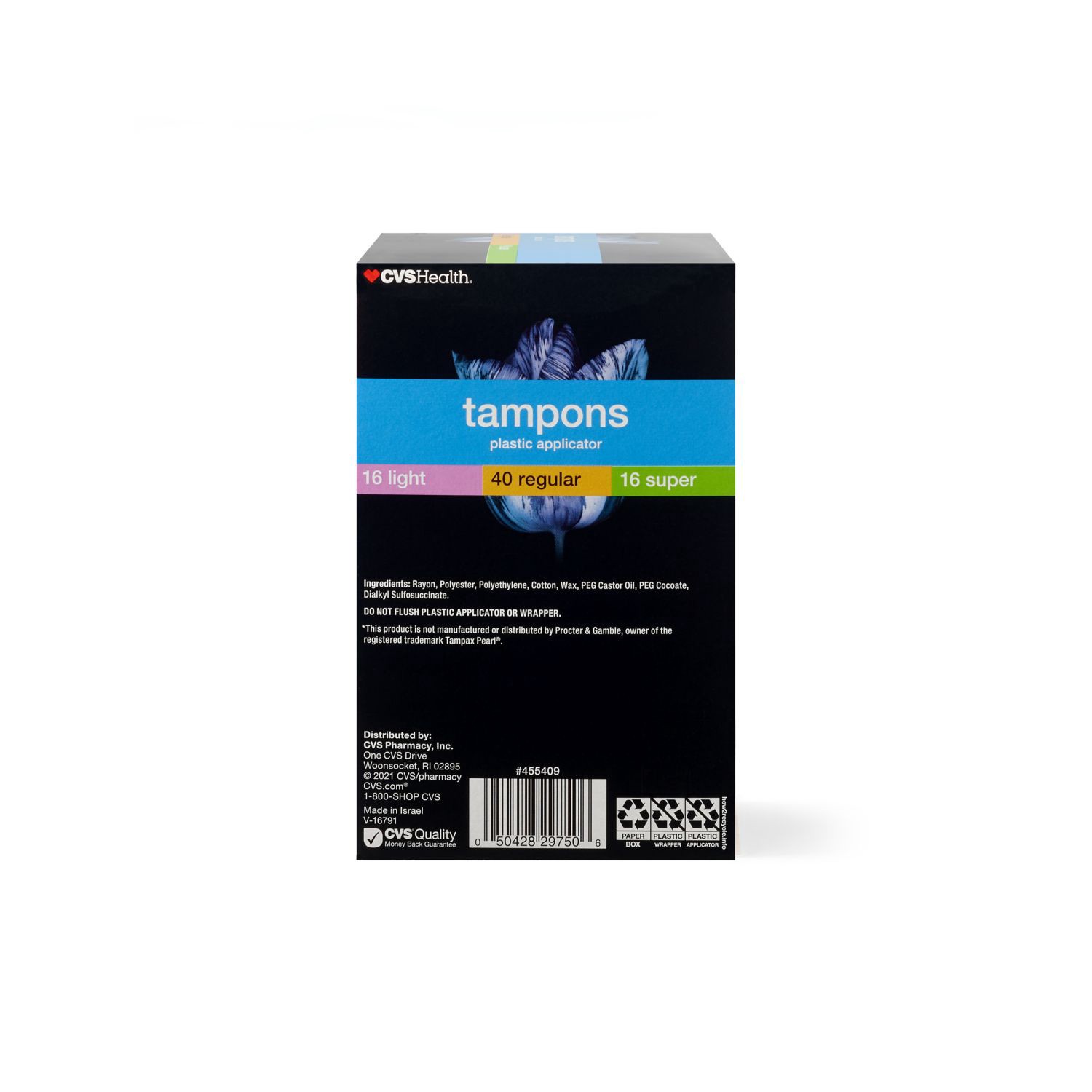 slide 2 of 6, CVS Health Unscented Plastic Tampons Multi Pack, 72 Ct, 1 ct