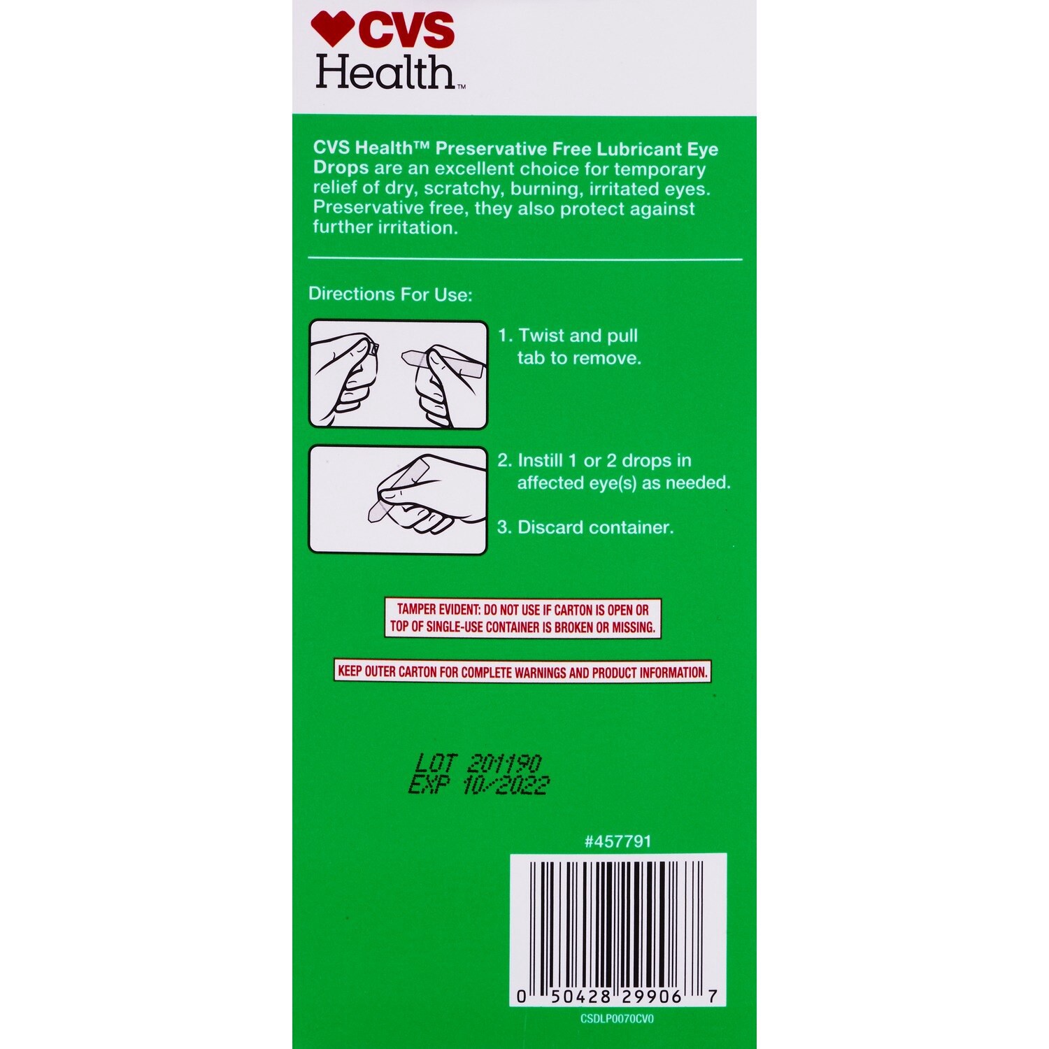 slide 3 of 3, CVS Health Preservative-Free Lubricant Eye Drops, 70 Ct, 1 ct