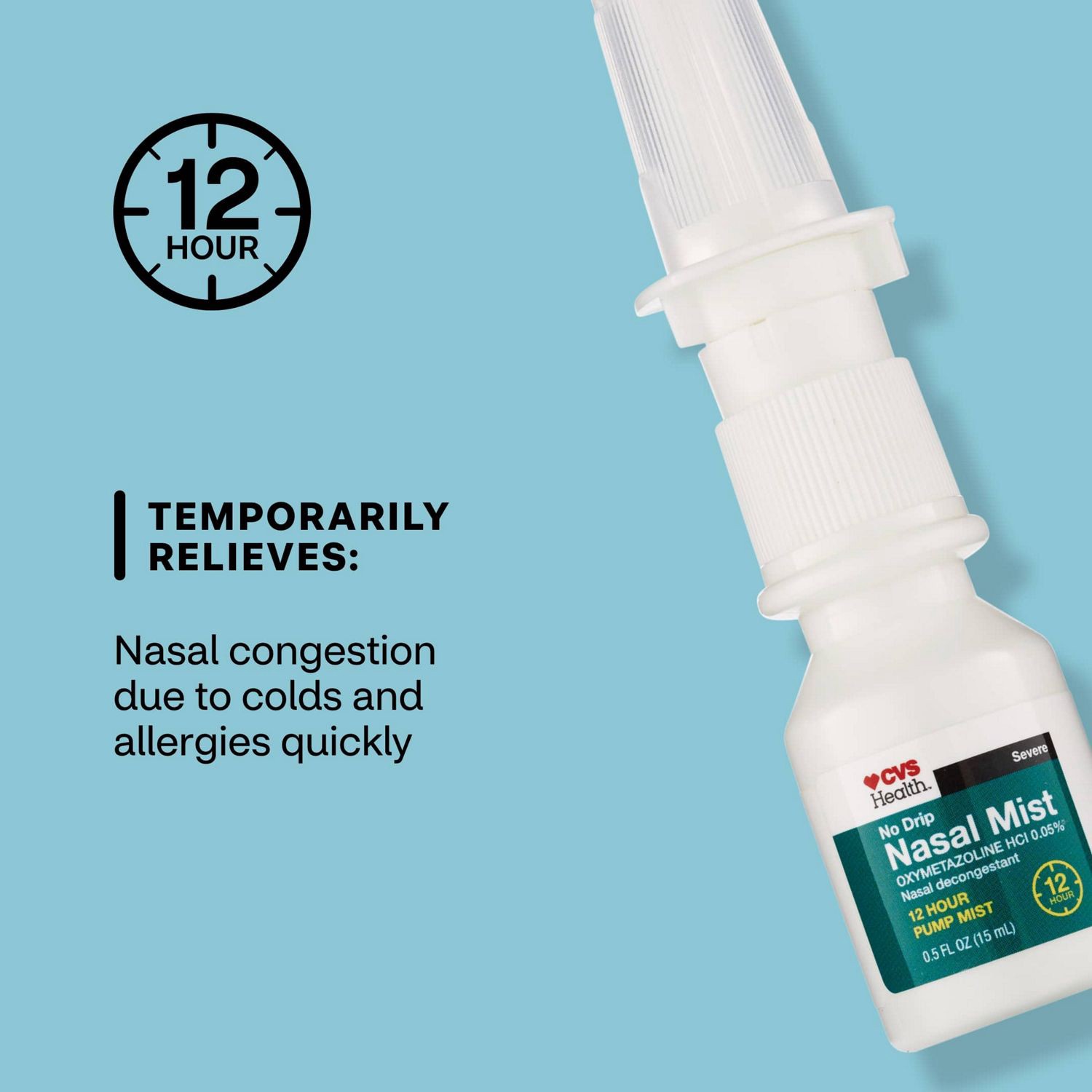 slide 6 of 9, CVS Health 12Hr No Drip Nasal Mix, 0.5 Oz, 1 ct