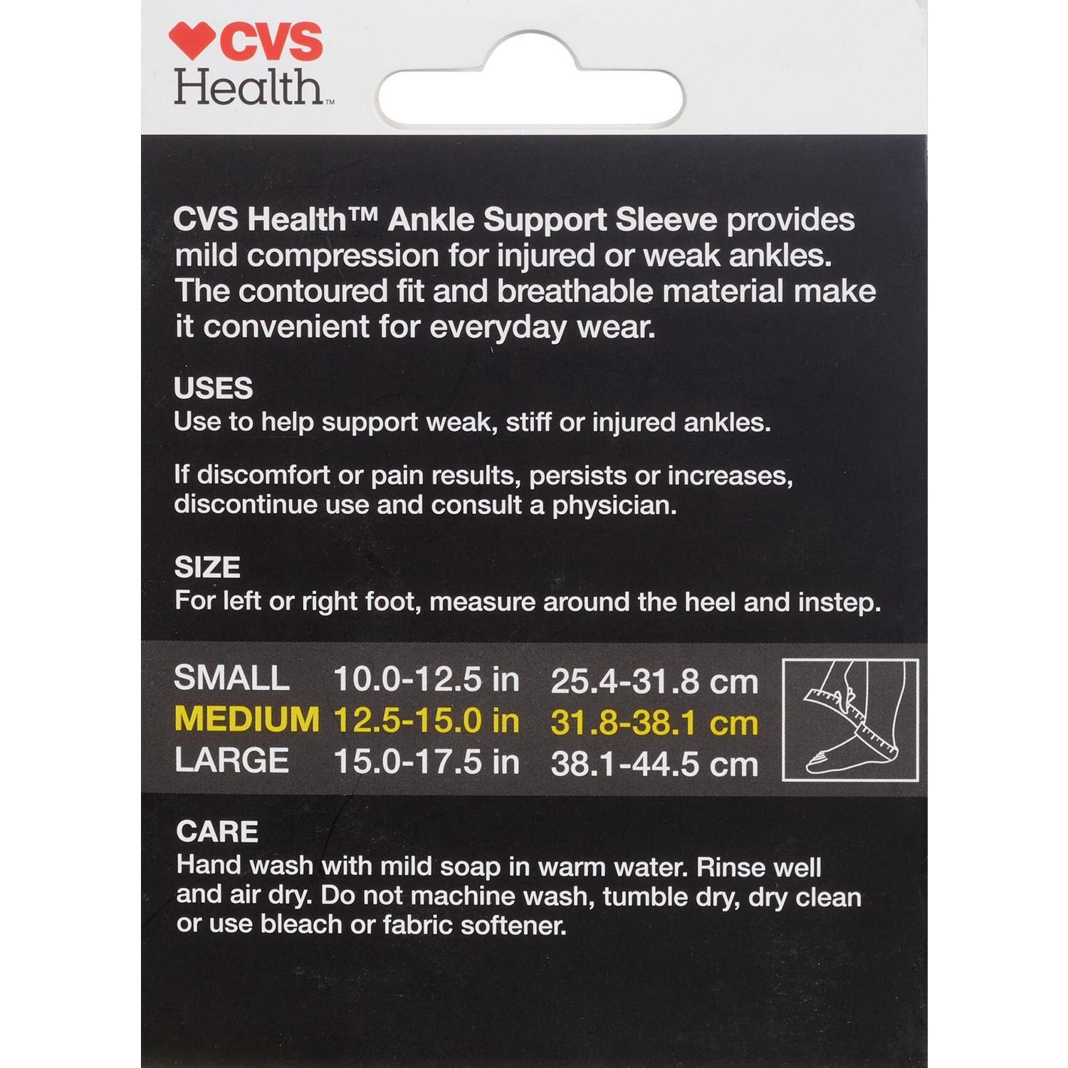 slide 4 of 5, CVS Health Ankle Support Sleeve, Medium, 1 ct