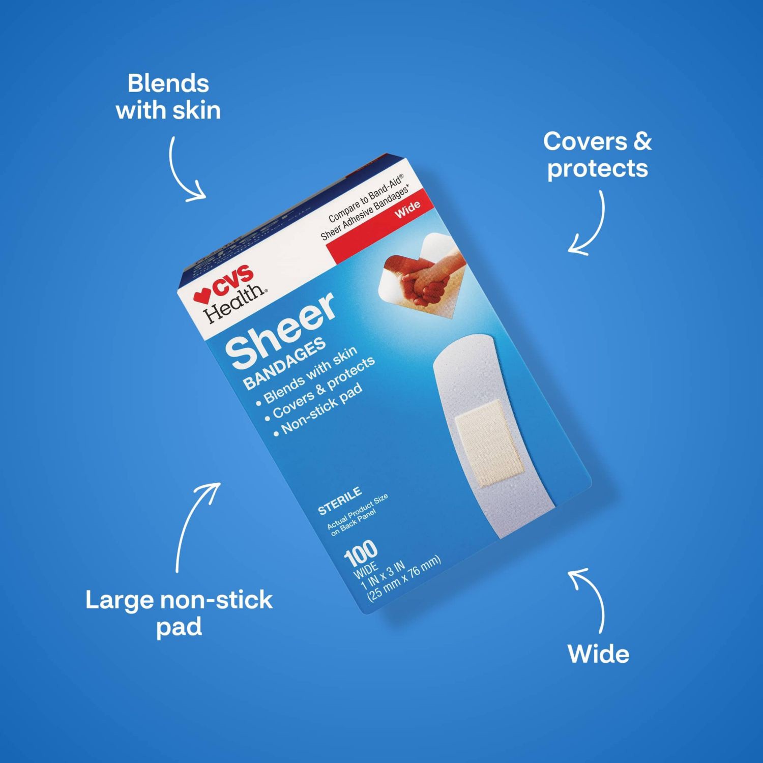 slide 9 of 11, Cvs Health Sheer Bandages, One Size, 100 Ct, 1 ct