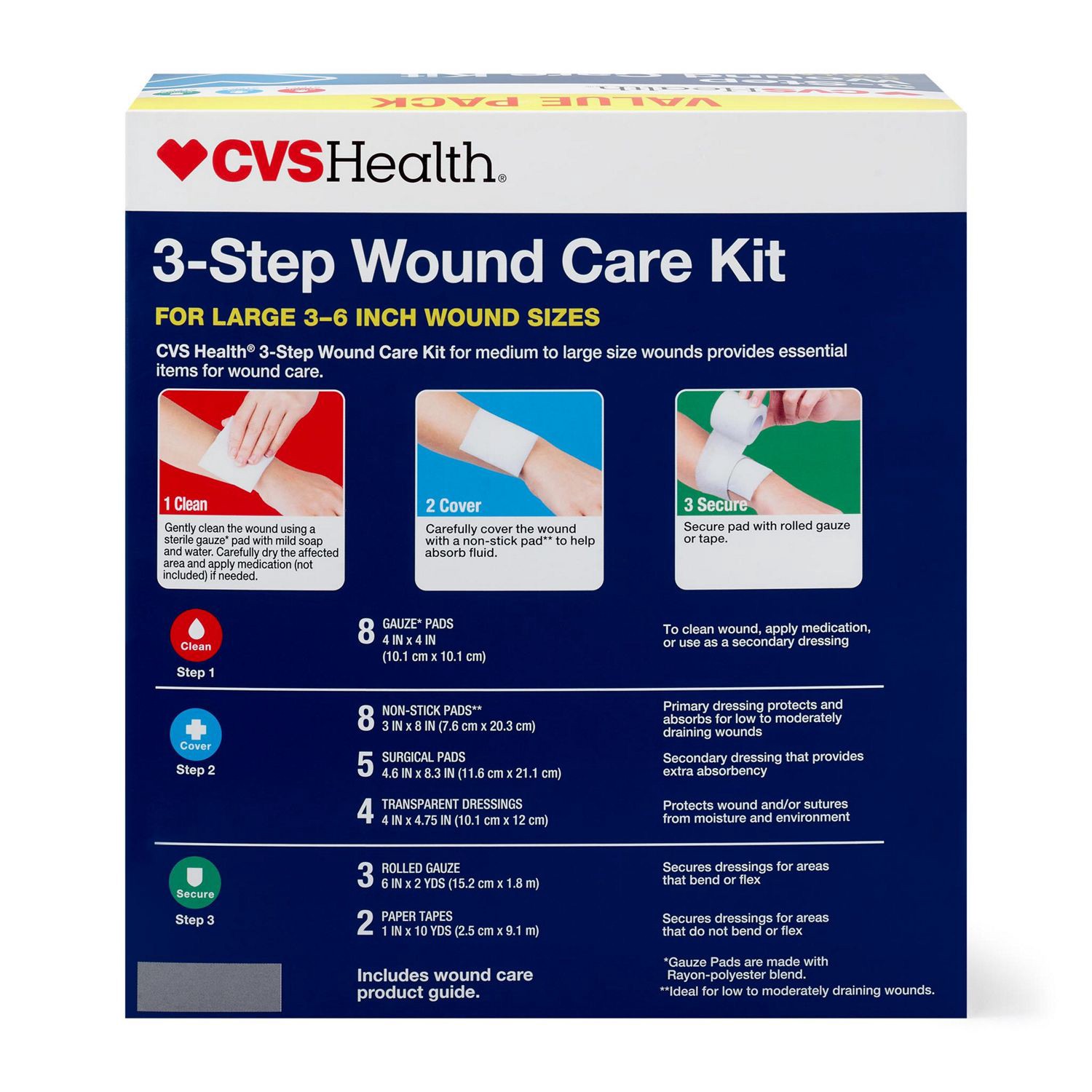 slide 4 of 5, CVS Health Wound Care Kit Assortment, Large Wounds, 30 Ct, 1 ct