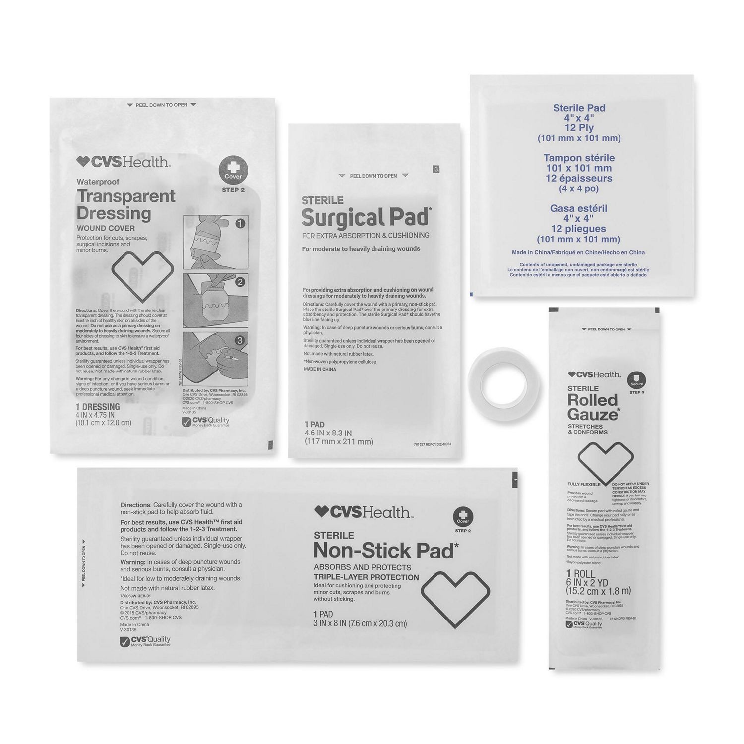 slide 3 of 5, CVS Health Wound Care Kit Assortment, Large Wounds, 30 Ct, 1 ct