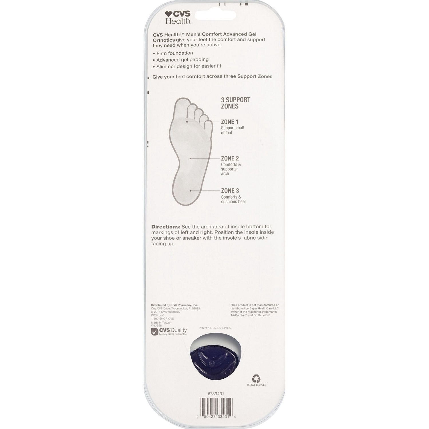 slide 3 of 3, CVS Health Men's Advanced Gel Orthodics, Sizes 8-12, 1 Pair, 1 ct