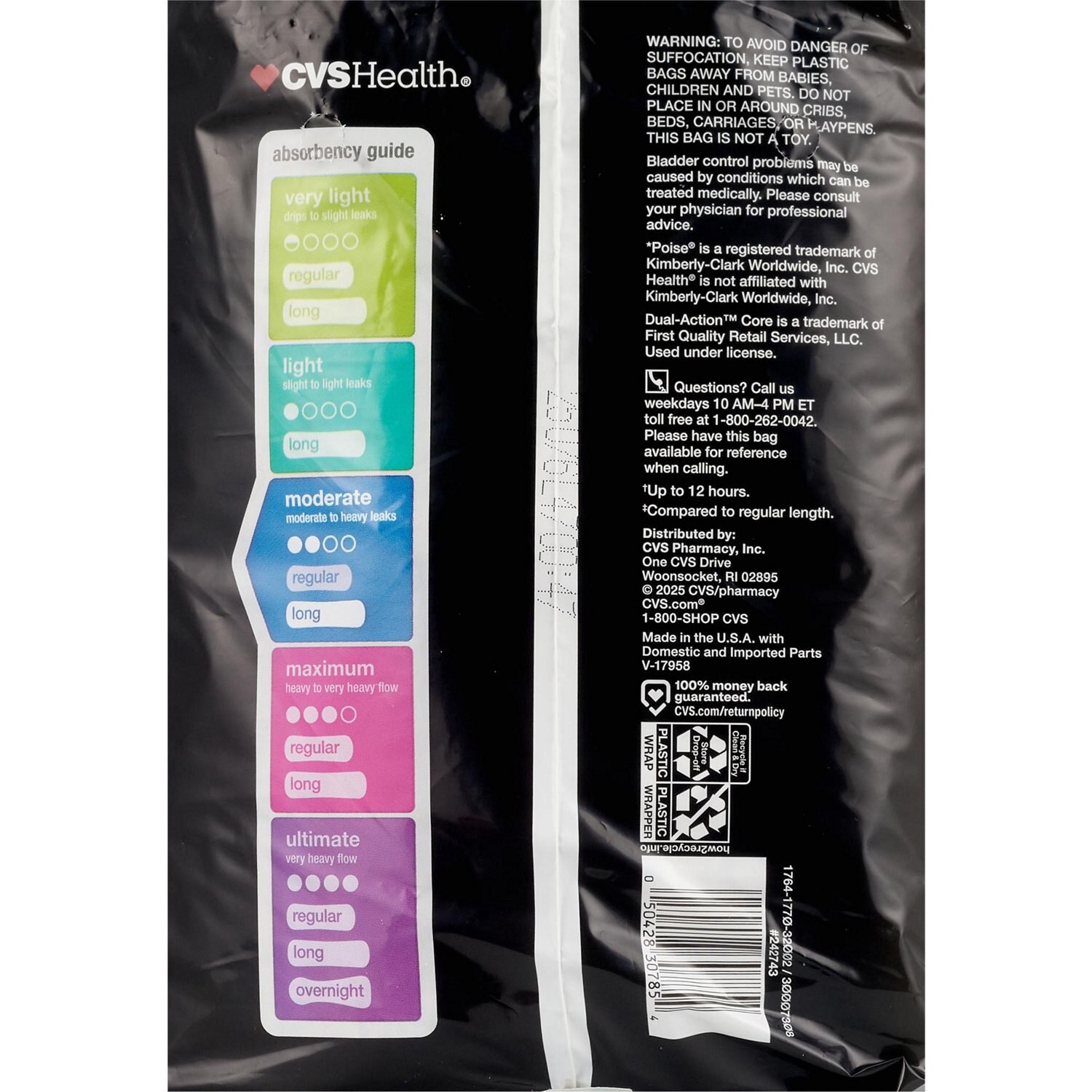 slide 4 of 4, Cvs Health Women's Protective Pads Moderate Absorbency, Long, 54 Ct, 1 ct