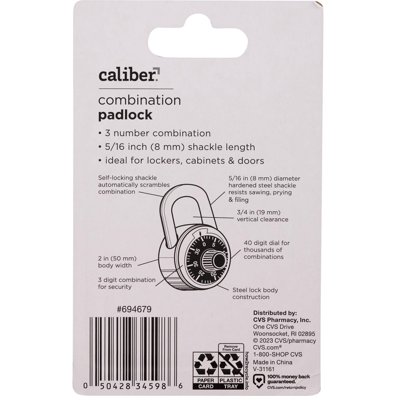 slide 3 of 3, Caliber Combo Lock, 1 ct