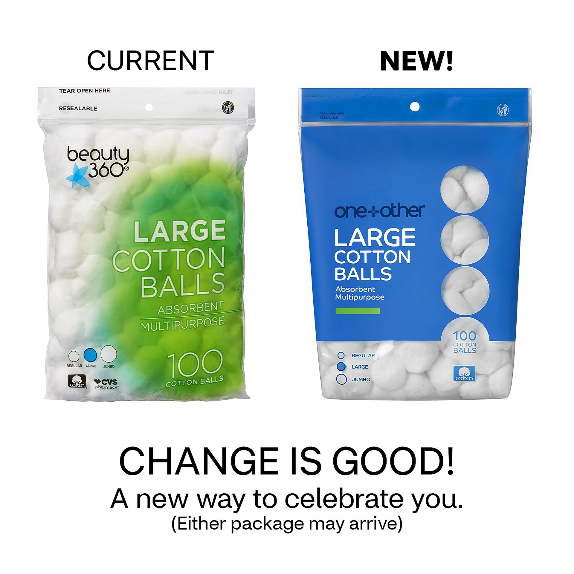 slide 2 of 6, One+Other Large Absorbent Cotton Balls, 100Ct, 1 ct