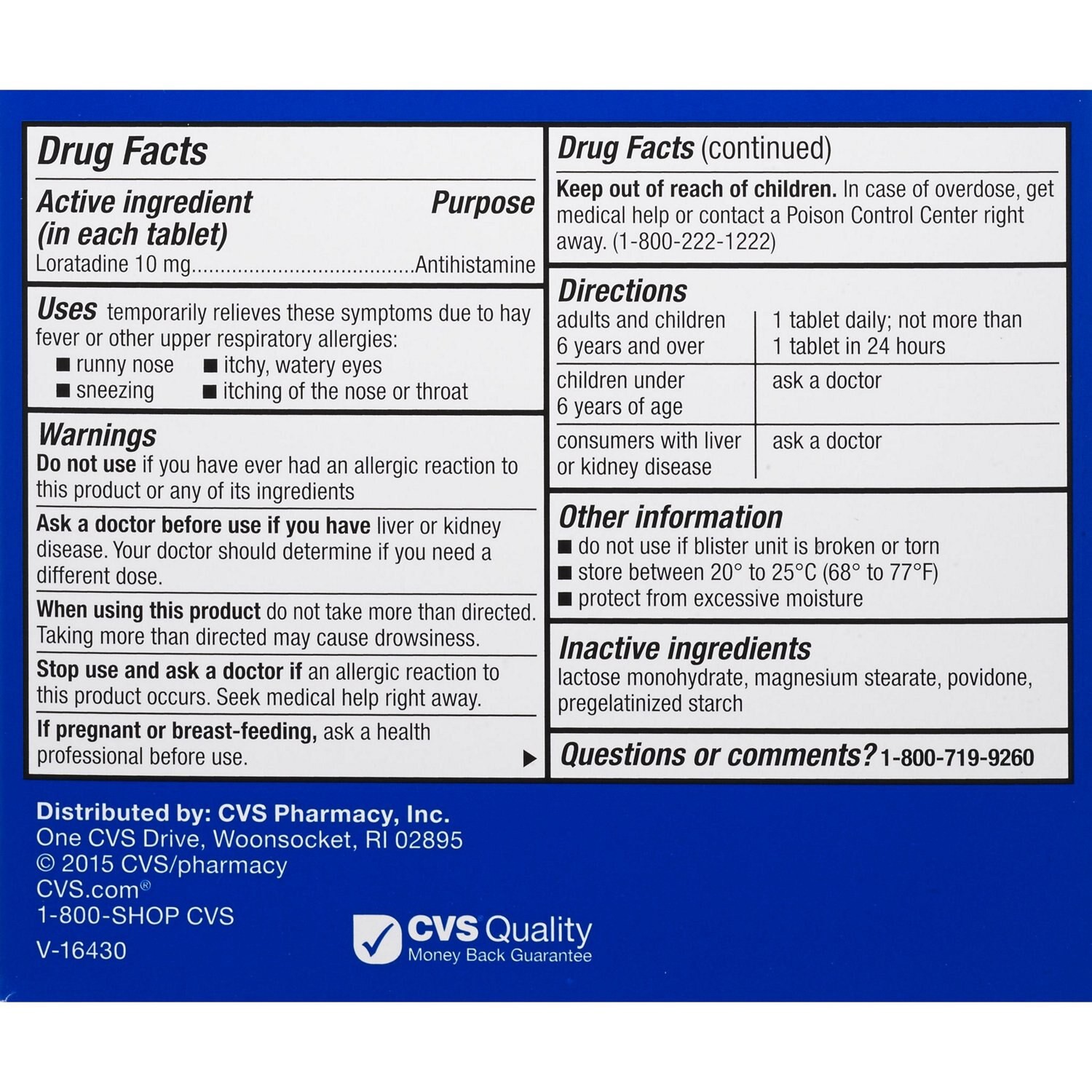 slide 4 of 7, Cvs Health 24Hr Non Drowsy Allergy Relief Loratadine Tablets, 20 Ct, 1 ct