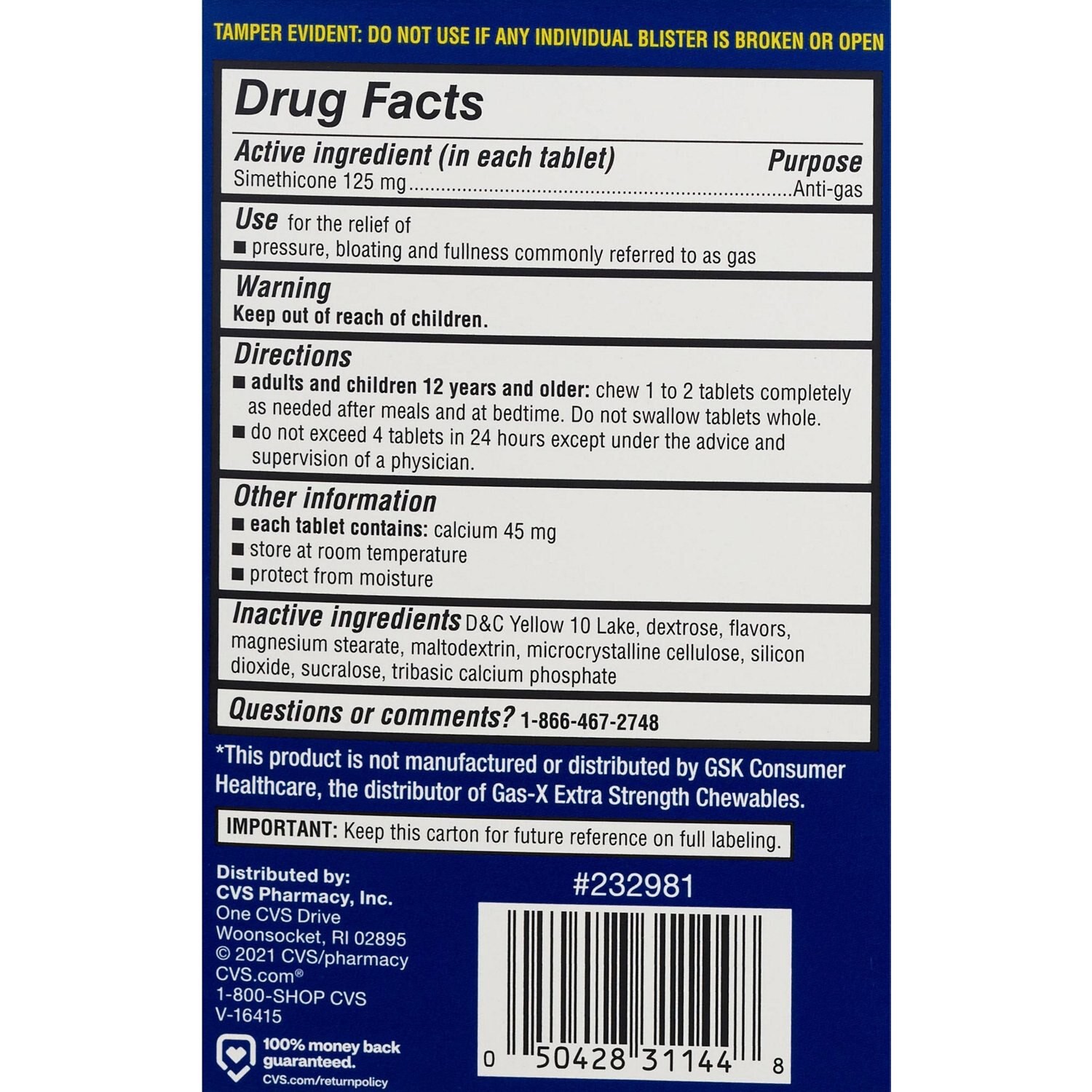 slide 6 of 6, CVS Health Extra Strength Gas Relief, Peppermint Crß­E, 18 Ct, 1 ct