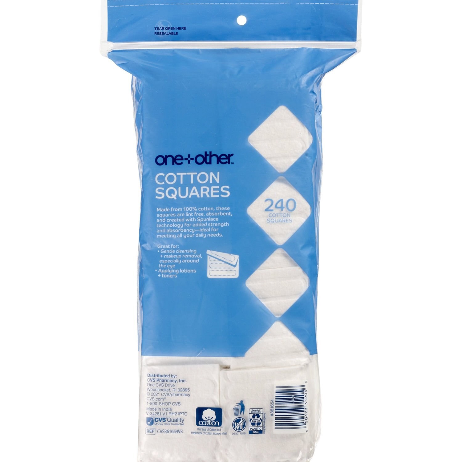 slide 2 of 3, One+Other Basic Cotton Squares, 240Ct, 1 ct