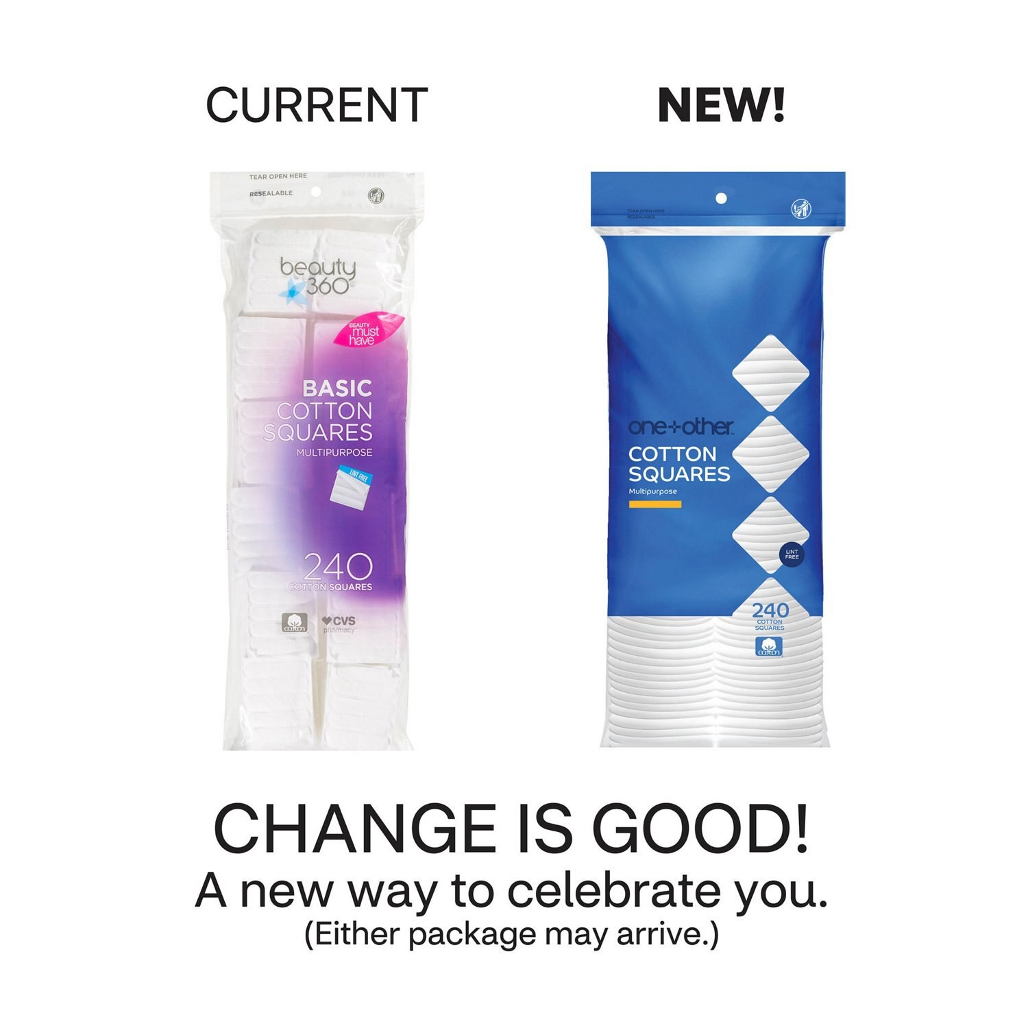 slide 3 of 3, One+Other Basic Cotton Squares, 240Ct, 1 ct