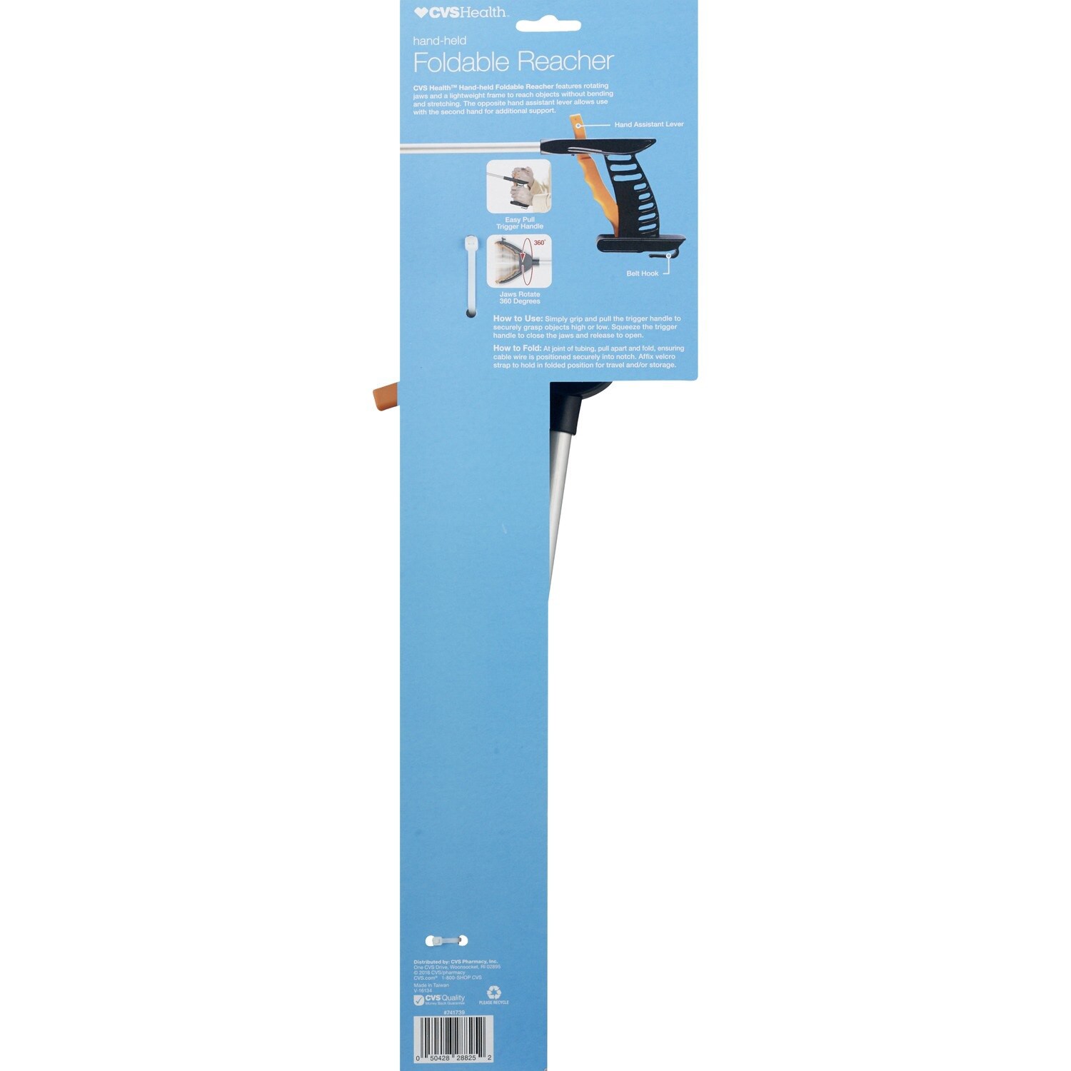 slide 2 of 3, CVS Health Foldable Reacher, 33"", 1 ct