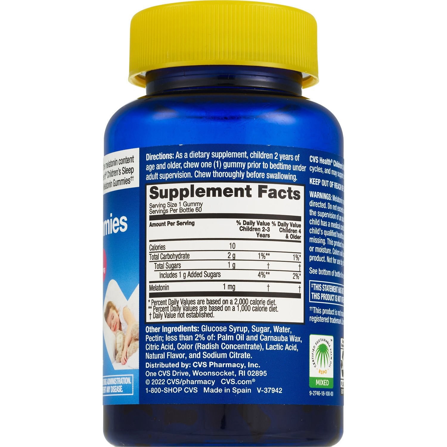 slide 3 of 5, CVS Health Children's Melatonin 1 Mg Gummies, Mixed Berry, 60 Ct, 1 ct