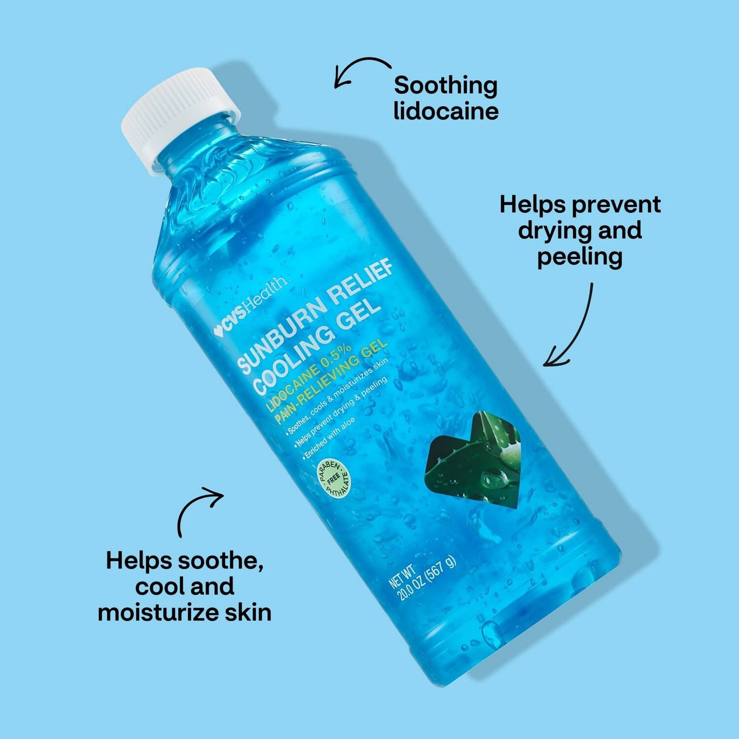slide 6 of 8, CVS Health Aftersun Cooling Gel With Lidocaine Aloe Vera Value Size, 2 Oz, 1 ct