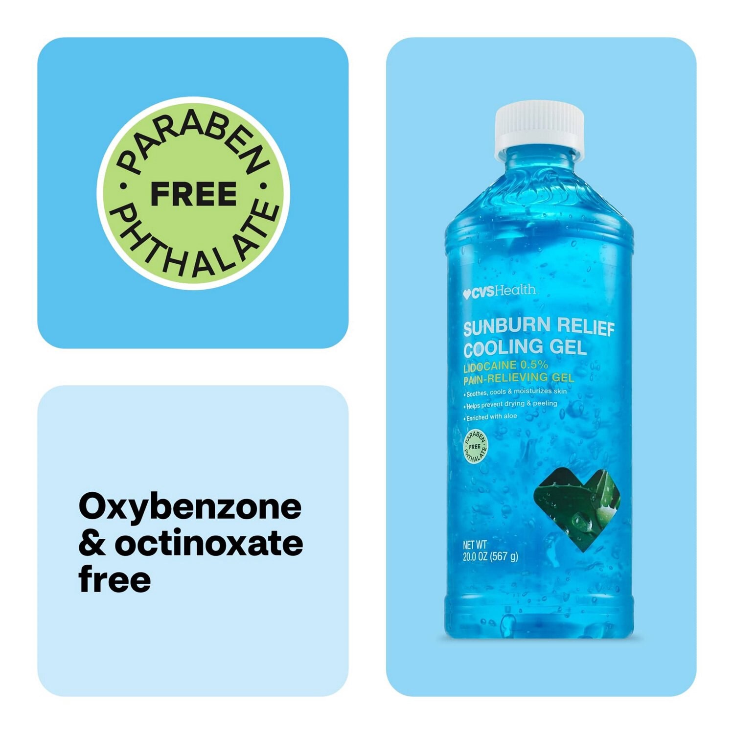 slide 3 of 8, CVS Health Aftersun Cooling Gel With Lidocaine Aloe Vera Value Size, 2 Oz, 1 ct