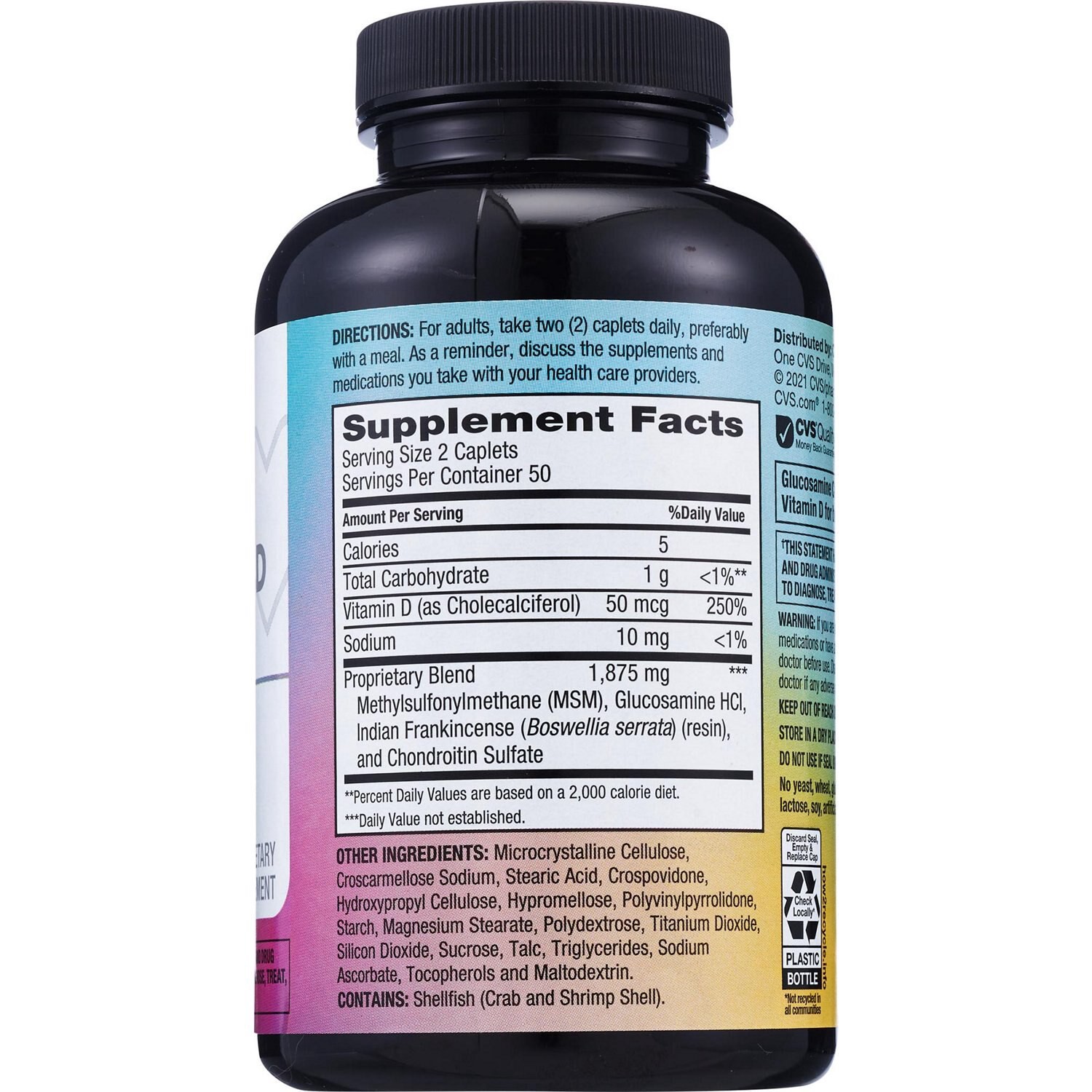 slide 12 of 13, CVS Health Glucosamine Chondroitin + D3 Caplets, 120 Ct, 1 ct