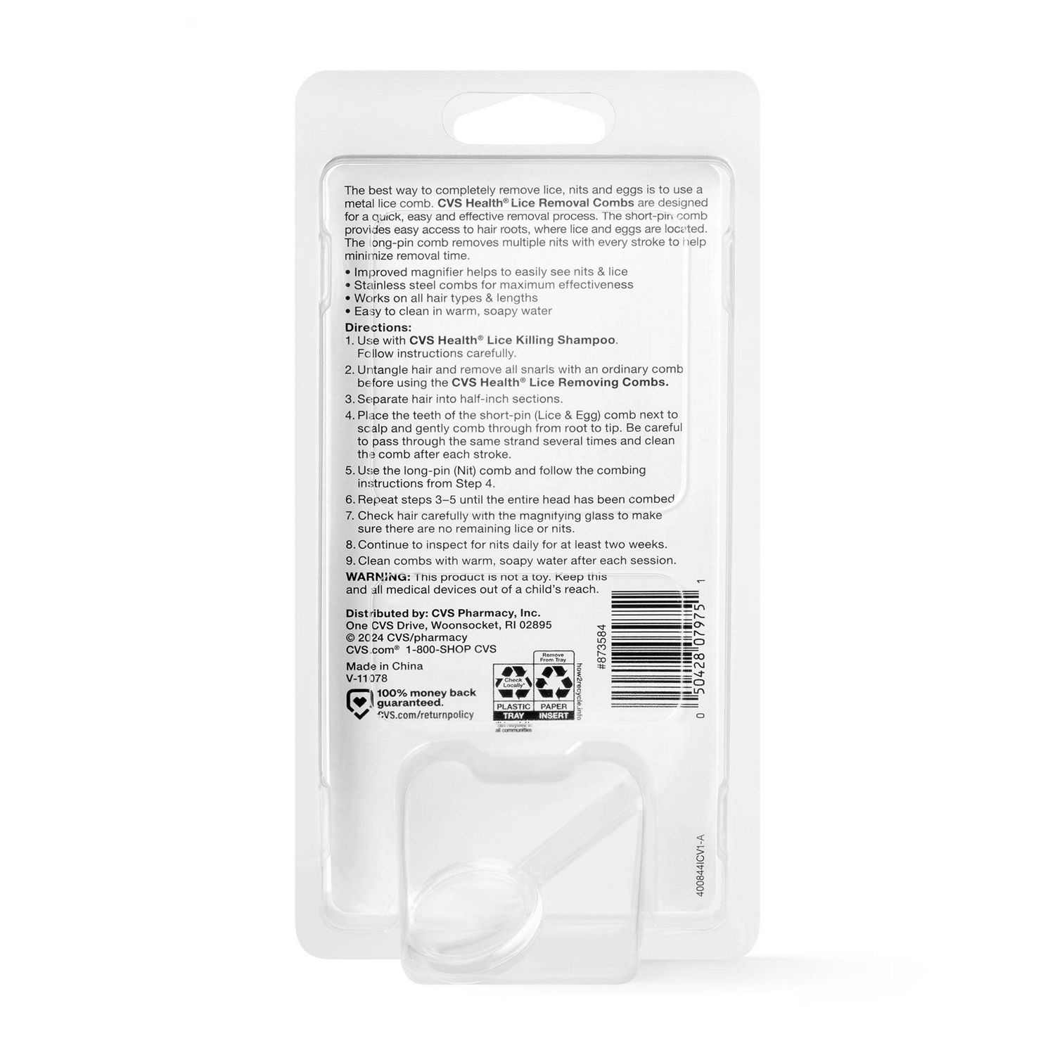 slide 4 of 5, CVS Health Lice Removal Combs And Magnifying Glass, 1 ct