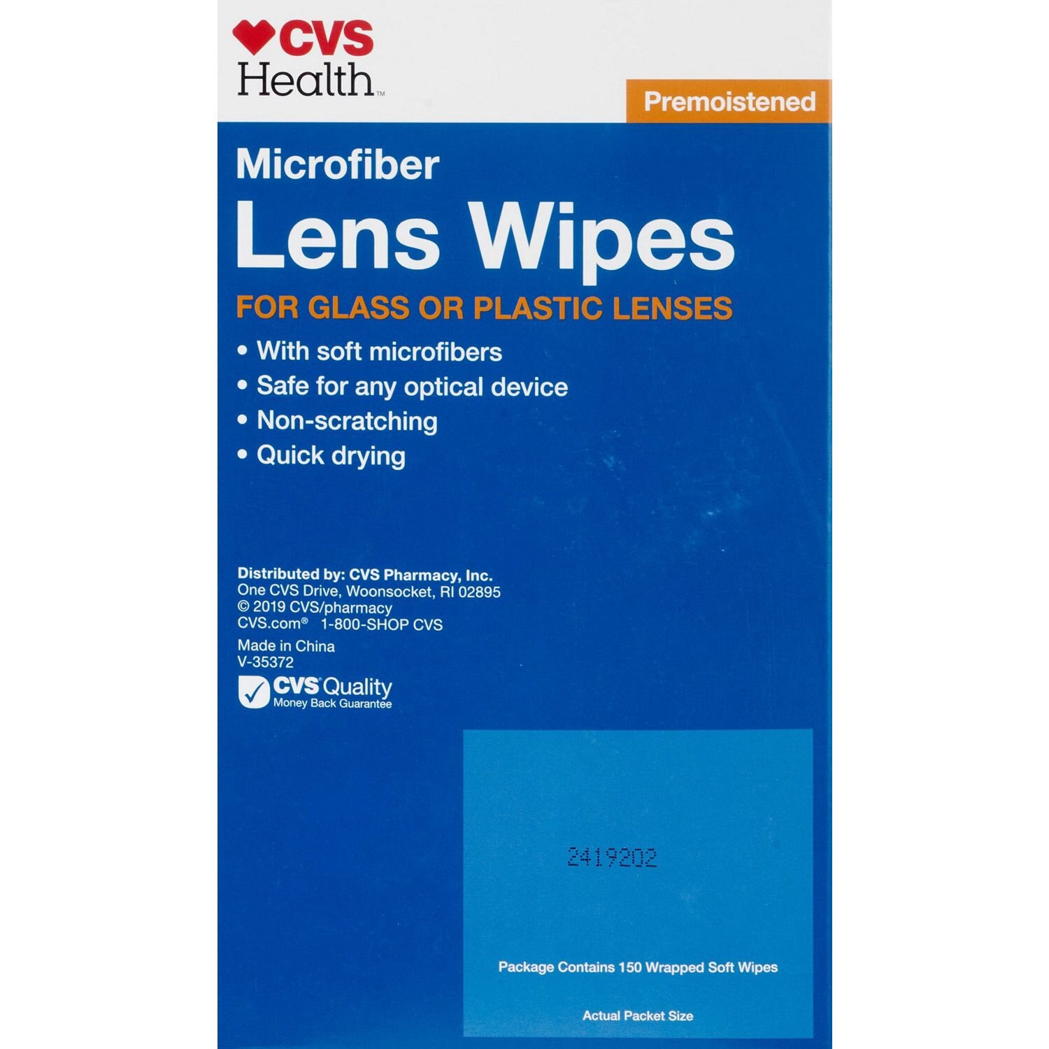 slide 4 of 4, CVS Health Microfiber Pre-Moistened Lens Wipes, 150 Ct, 1 ct