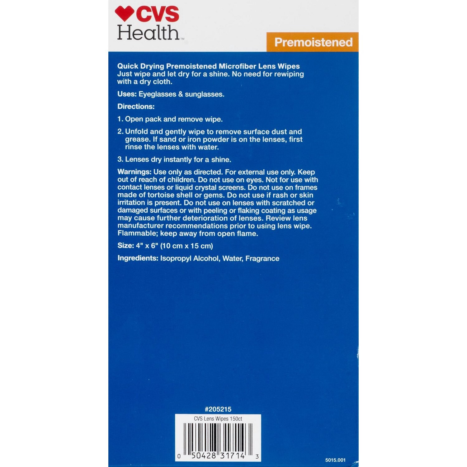 slide 3 of 4, CVS Health Microfiber Pre-Moistened Lens Wipes, 150 Ct, 1 ct