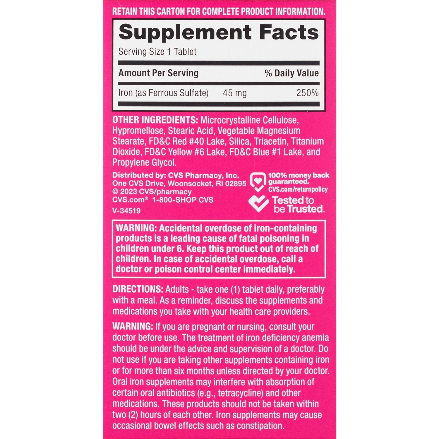slide 5 of 6, CVS Health Slow Release Iron Tablets, 60 Ct, 1 ct
