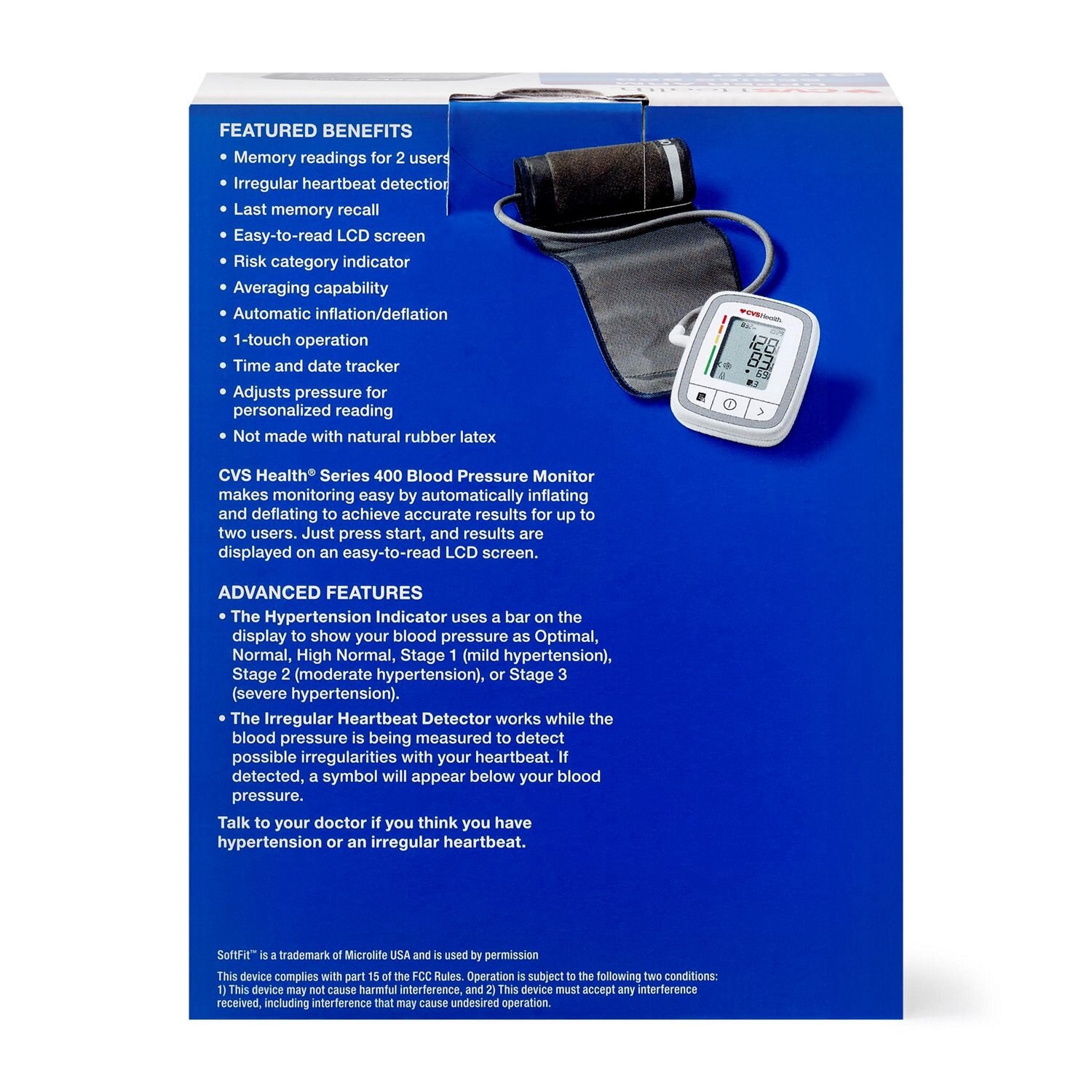 slide 6 of 6, Cvs Health Upper Arm 400 Series Blood Pressure Monitor, 1 ct