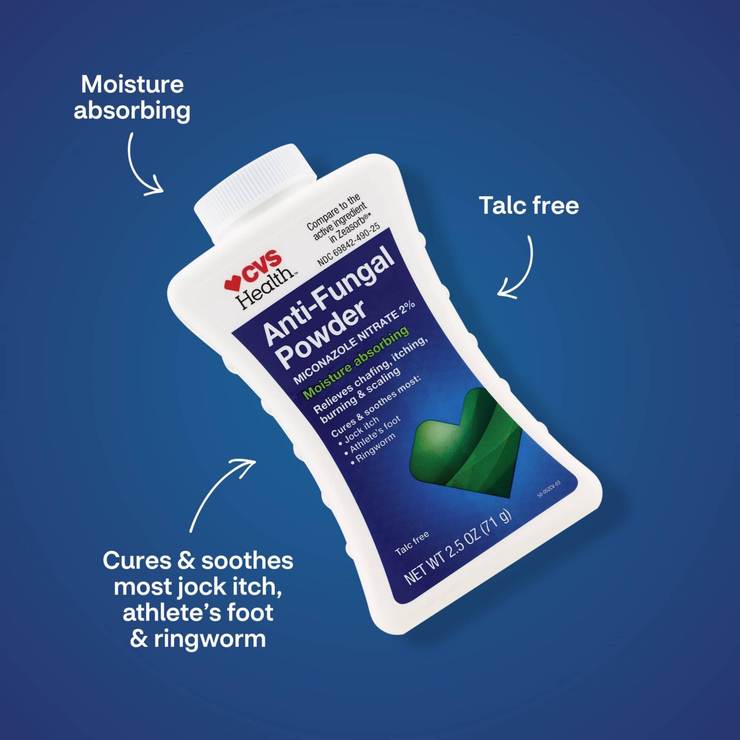 slide 6 of 8, CVS Health Anti-Fungal Powder, 2.5 Oz, 1 ct