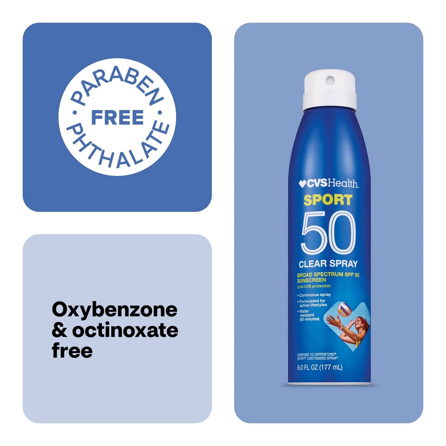 slide 9 of 9, CVS Health Sport Clear Broad Spectrum Sunscreen Spray 5.5 Oz, Spf 50, 1 ct