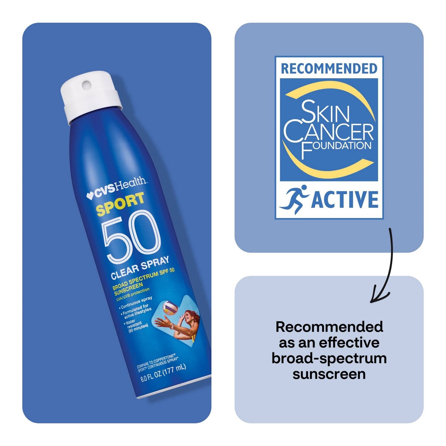 slide 3 of 9, CVS Health Sport Clear Broad Spectrum Sunscreen Spray 5.5 Oz, Spf 50, 1 ct