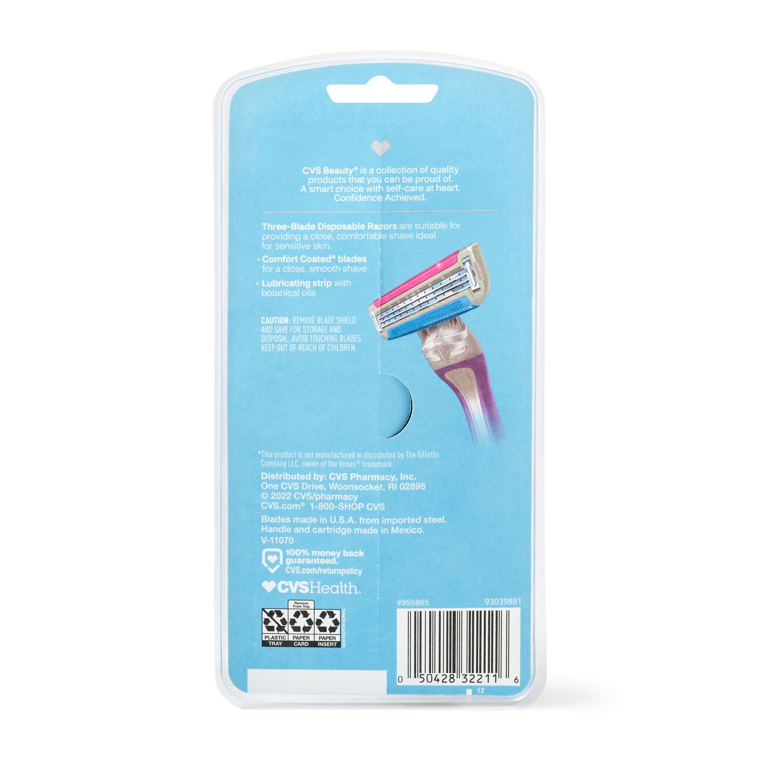 slide 4 of 5, CVS Beauty Women's 3 Blade Disposable Razors For Sensitive Skin, 4 Ct, 1 ct