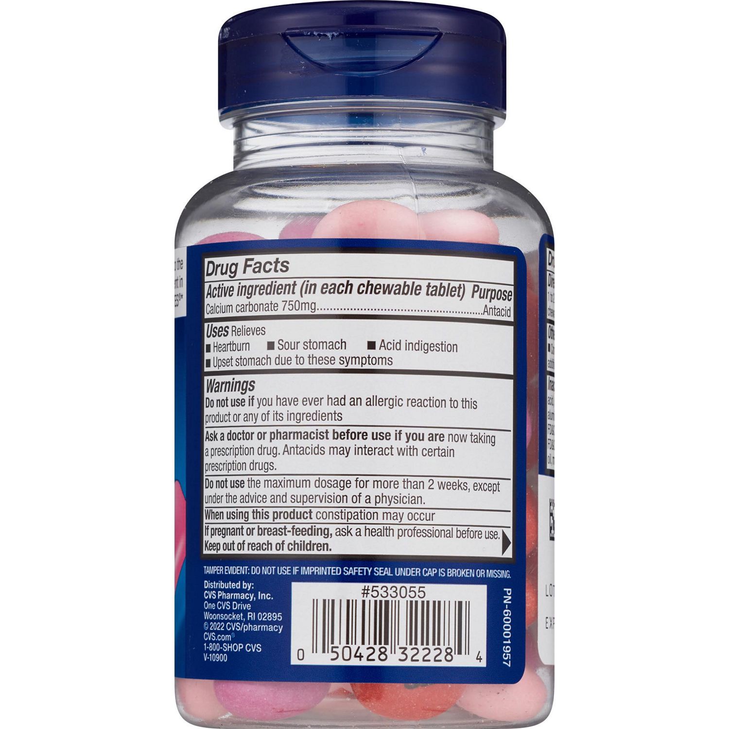 slide 3 of 3, Cvs Health Extra Strength Antacid Chewable Tablets, Wild Berry, 60 Ct, 60 ct