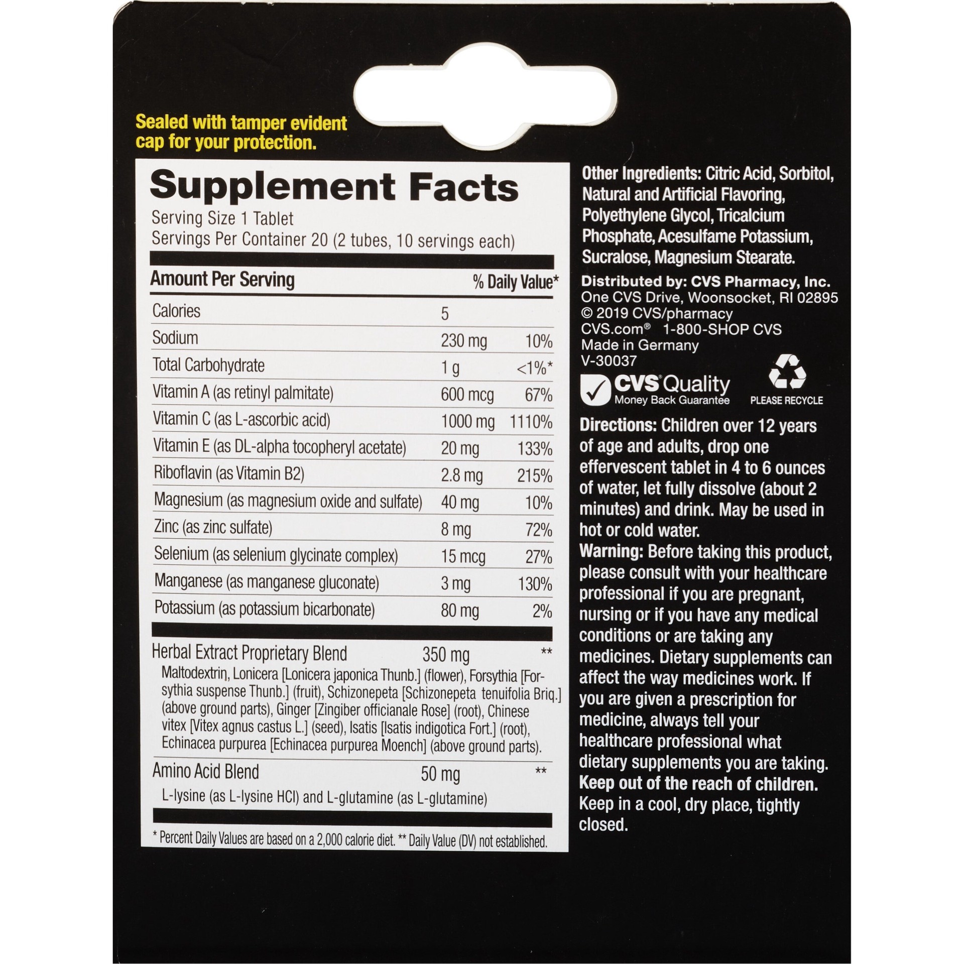 slide 5 of 5, CVS Health, Airshield Effervescent Immune Support Tablets, Orange, 20 Ct, 1 ct