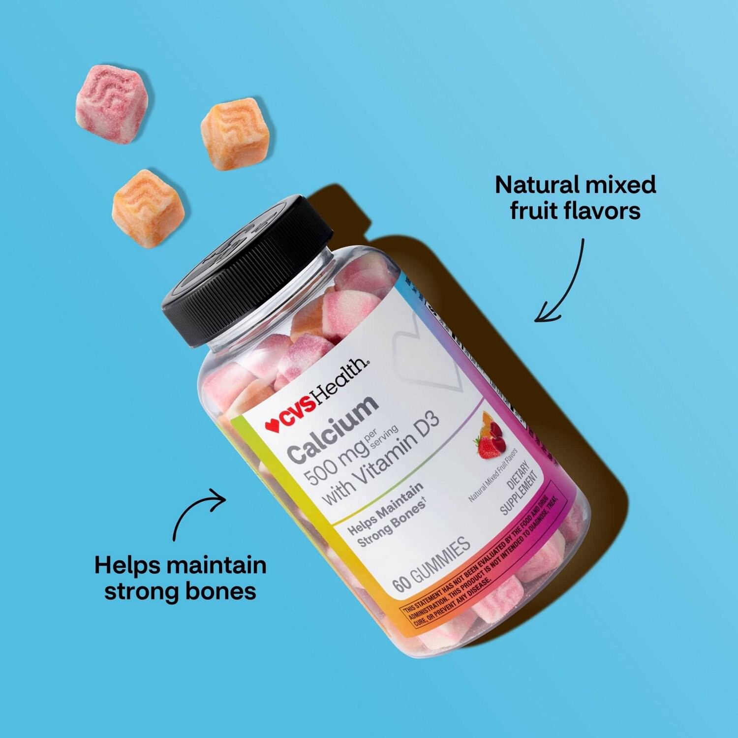 slide 4 of 8, CVS Health Calcium & D3 Gummies, 60 Ct, 1 ct