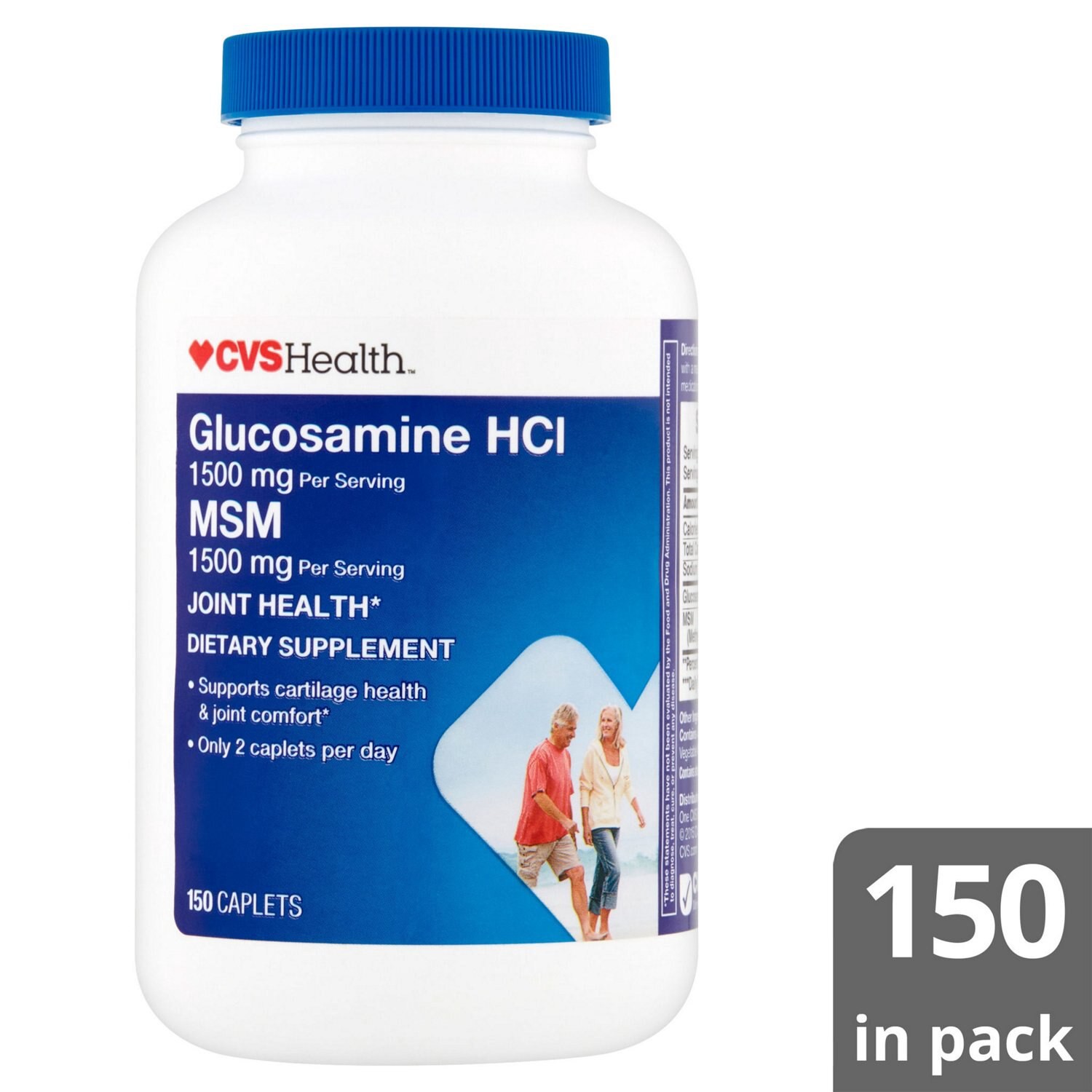 slide 7 of 7, CVS Health Glucosamine Hci With Msm Caplets, 150 Ct, 1 ct