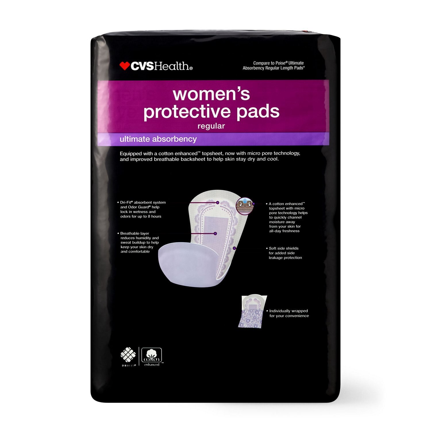 slide 4 of 6, CVS Health Ultimate Absorbency Protective Pads, 33 Ct, 1 ct