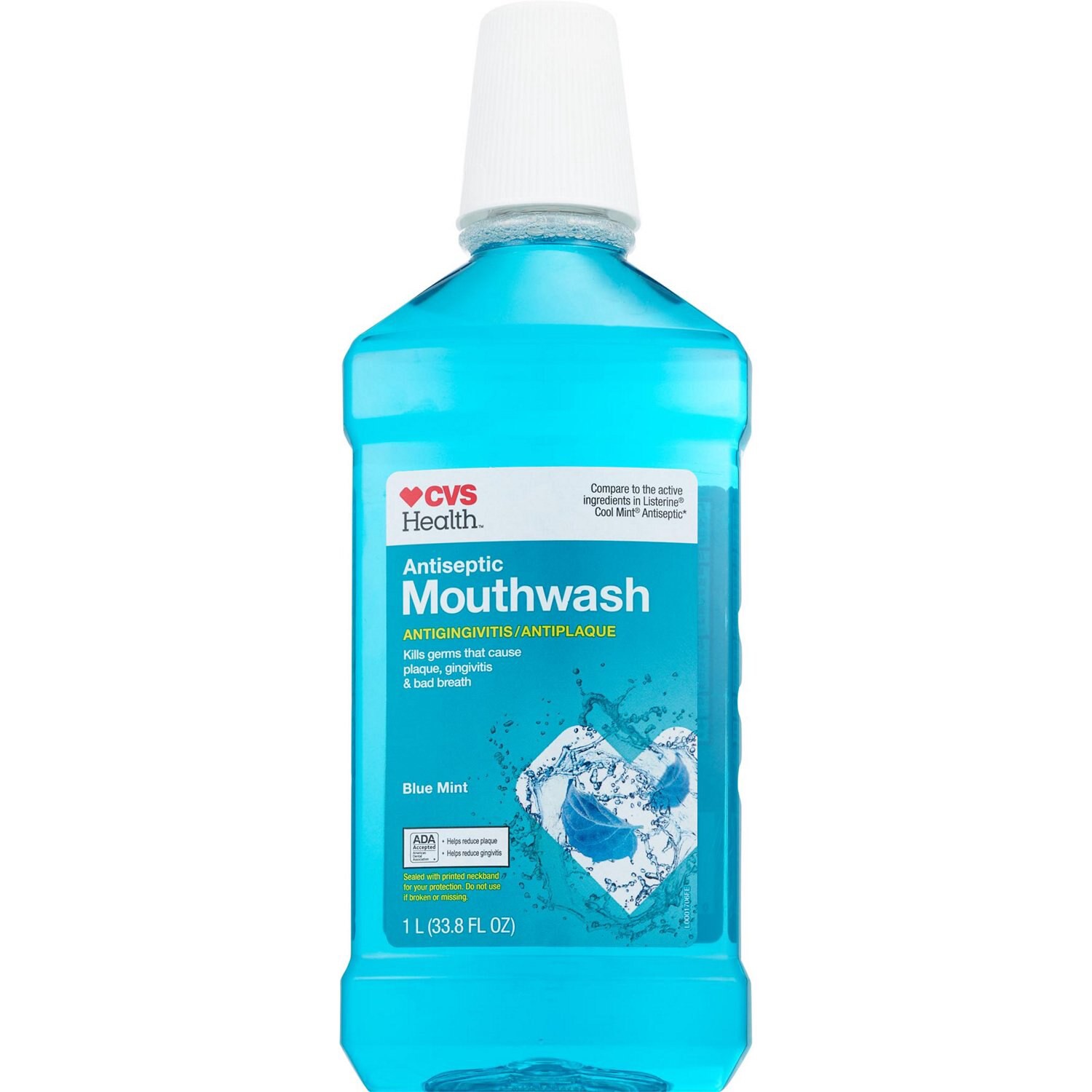slide 3 of 4, Cvs Health Antiseptic Mouthwash For Antigingivitis & Antiplaque, Blue Mint, 1 L, 1 ct