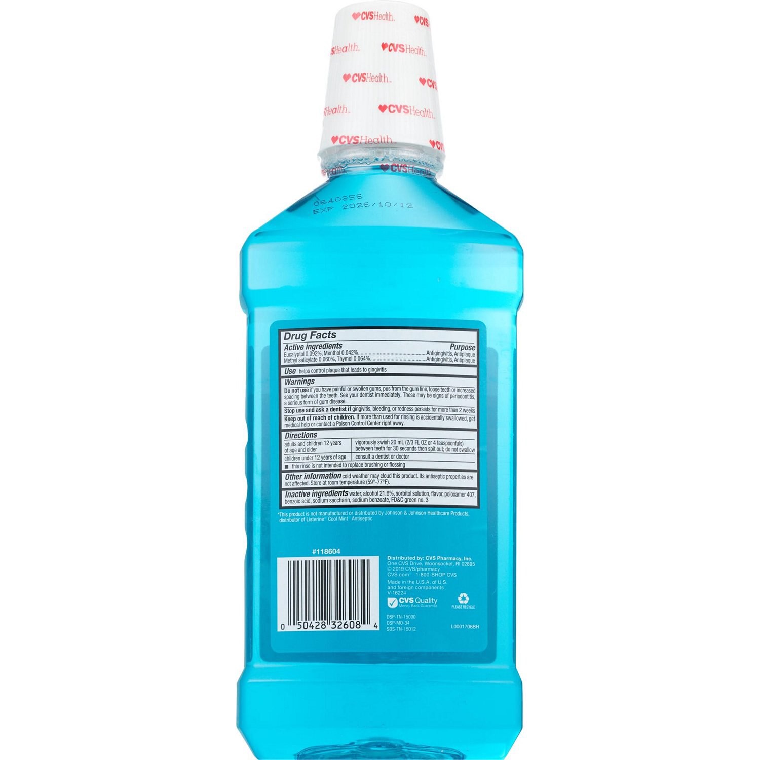 slide 4 of 4, Cvs Health Antiseptic Mouthwash For Antigingivitis & Antiplaque, Blue Mint, 1 L, 1 ct