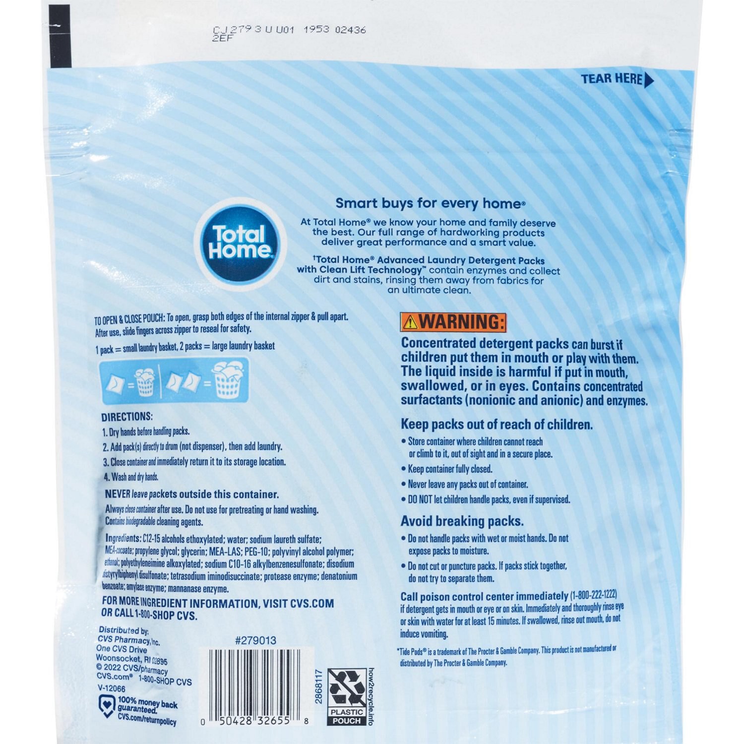 slide 2 of 2, Total Home Advanced Laundry Detergent Packs, Free Of Dyes And Perfumes, 24 Ct, 1 ct