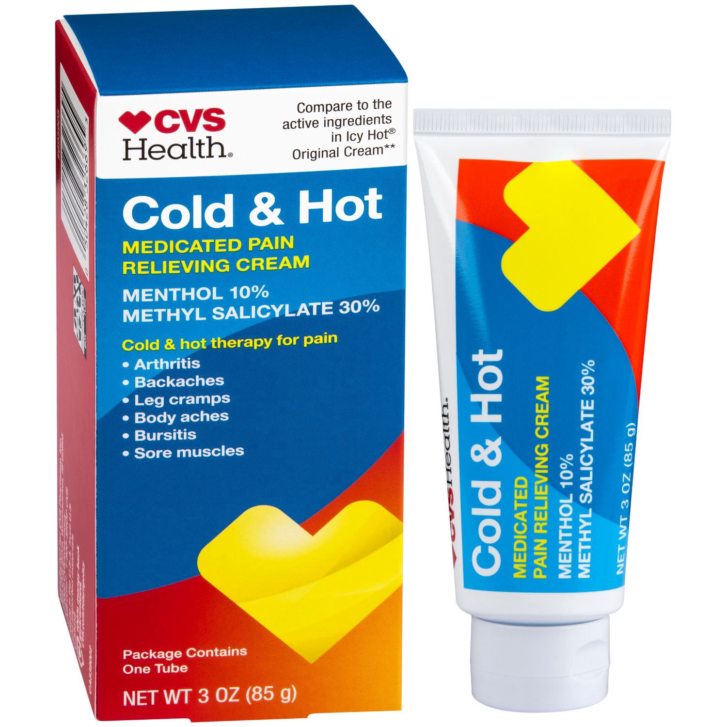 slide 2 of 5, CVS Health Extra Strength Cold & Hot Pain Relieving Cream, 3 Oz, 1 ct