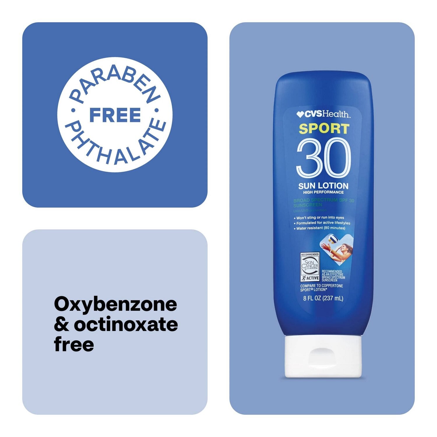 slide 8 of 9, CVS Health Cvs Sport High Performance Sun Lotion Spf 30, 8 Oz, 1 ct