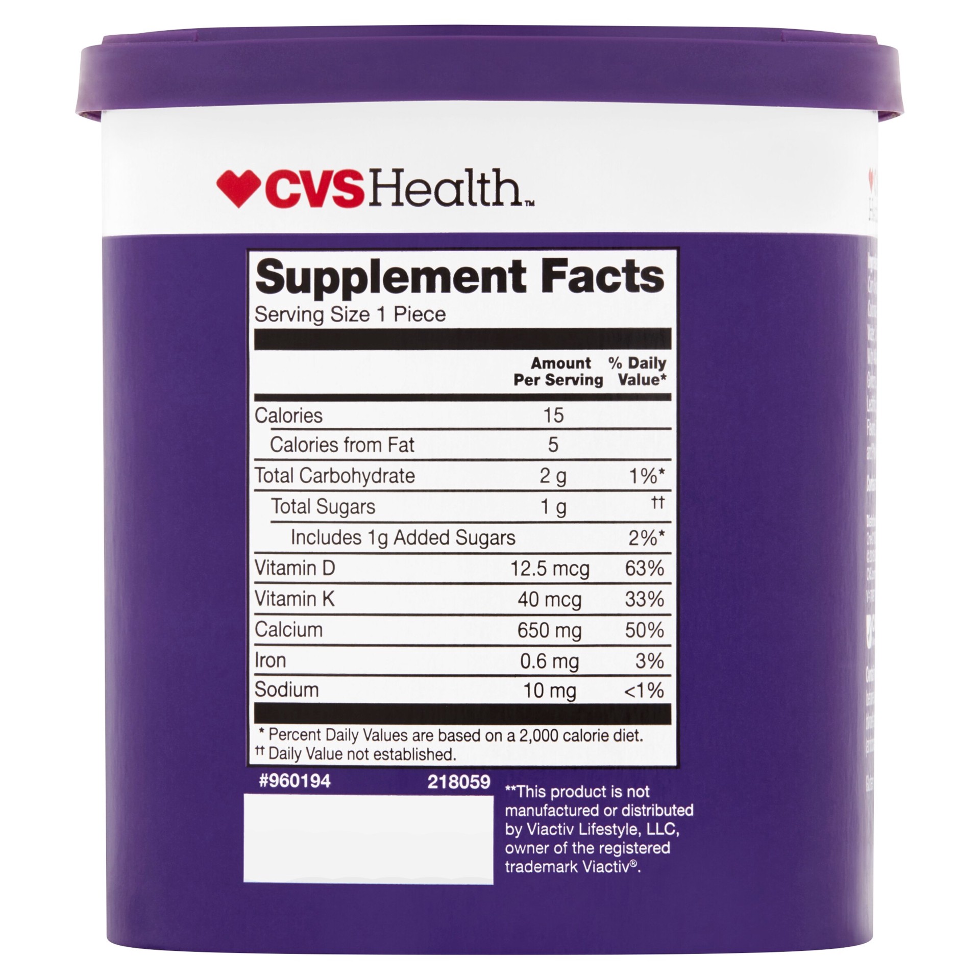 slide 5 of 6, CVS Health Calcium Soft Chews, Milk Chocolate, 100 Ct, 1 ct