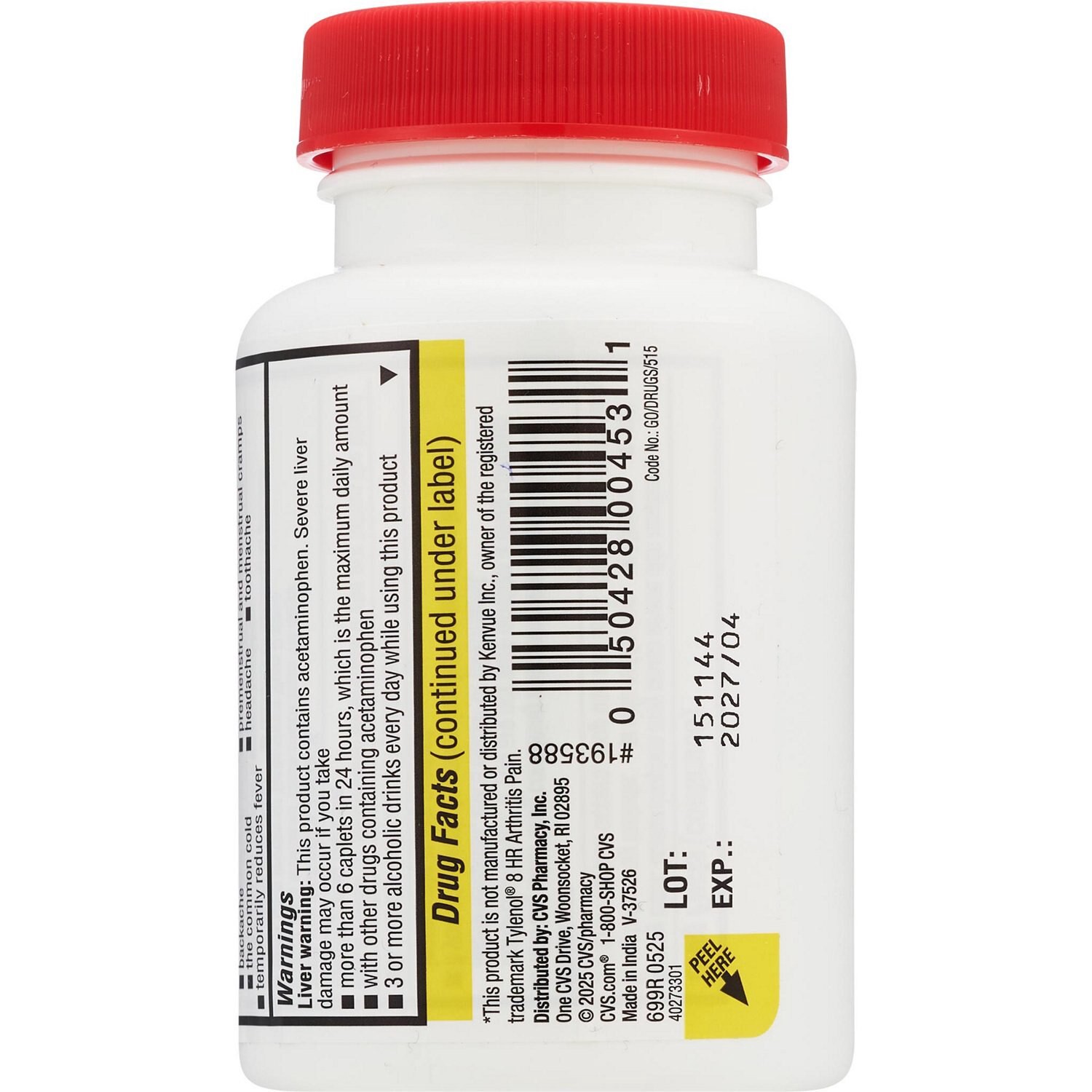 slide 4 of 4, CVS Health 8Hr Arthritis Pain Relief Acetaminophen 650 Mg Caplets, 100 Ct, 1 ct