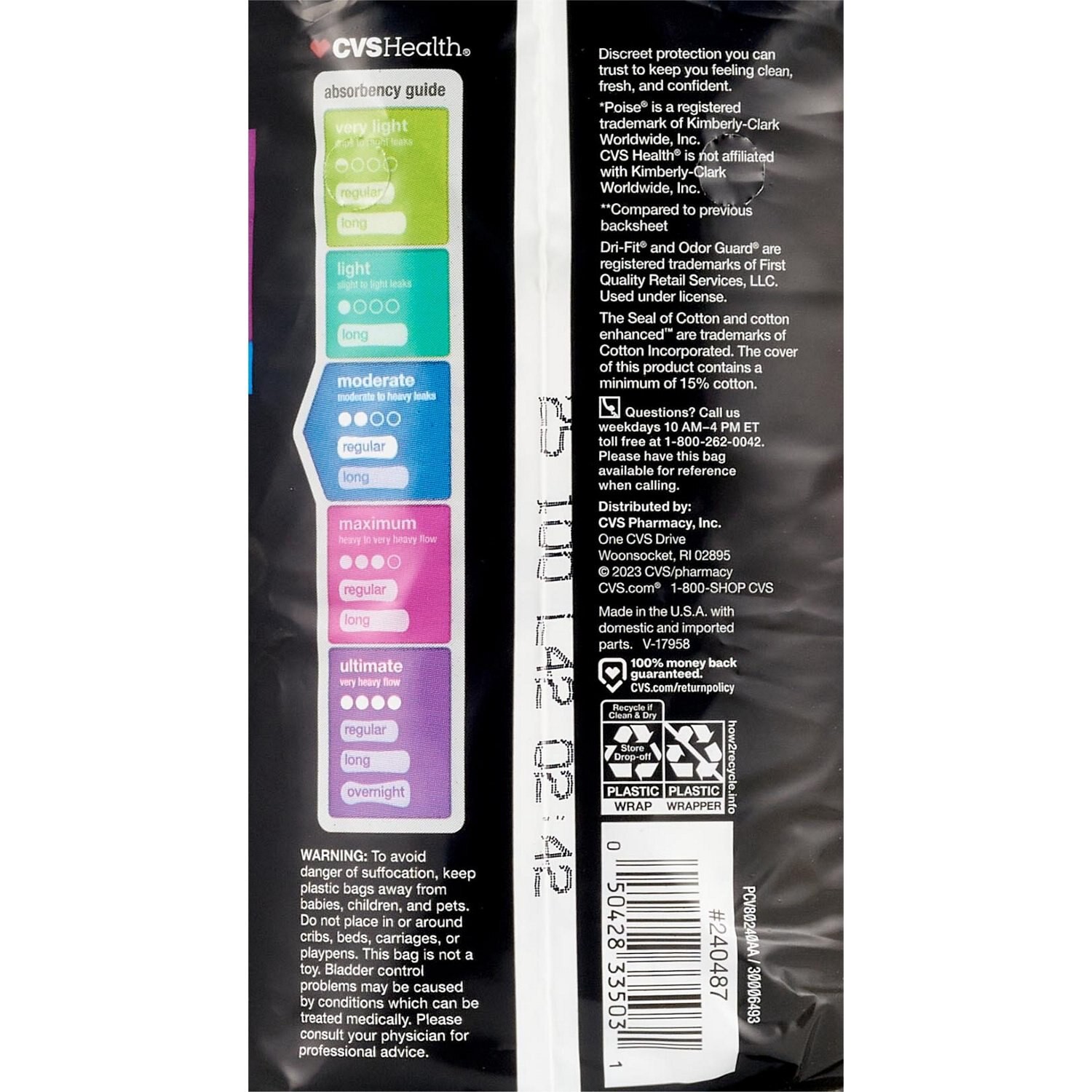 slide 4 of 4, CVS Health Women's Protective Pads Moderate Absorbency, 20 Ct, 1 ct