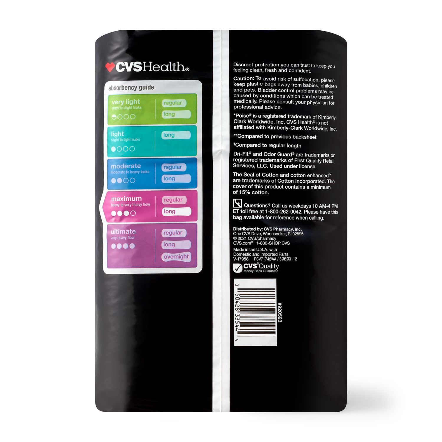 slide 6 of 6, CVS Health Women's Protective Pads Maximum Absorbency, Long, 64 Ct, 1 ct