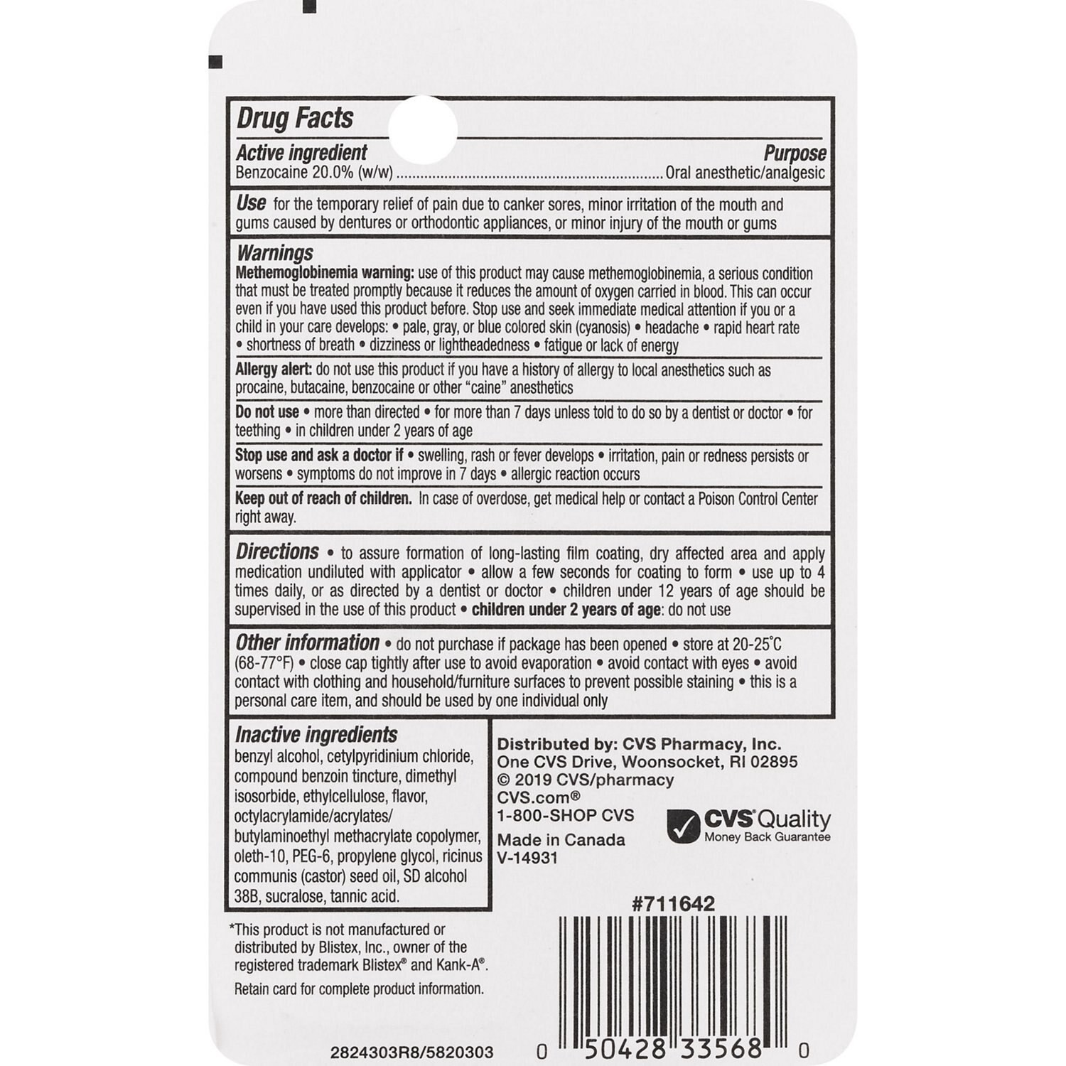 slide 2 of 3, Cvs Health Instant Mouth Sore Relief Liquid, Benzocaine 20% Professional Strength Maximum Pain Relief, 0.5 oz