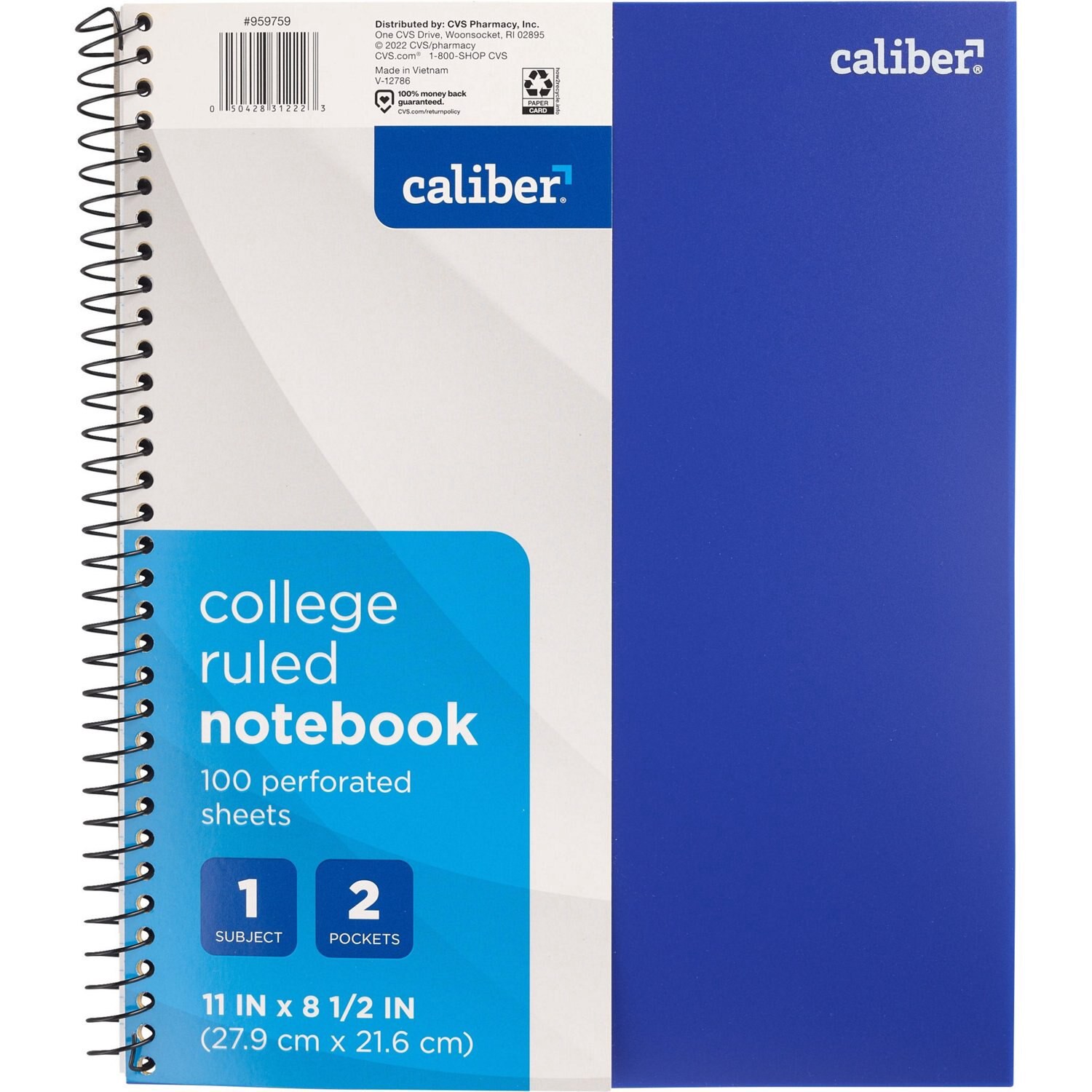 slide 2 of 6, Caliber 1 Subject Notebook College Ruled, 11In X 8.5In, Assorted, 1 ct